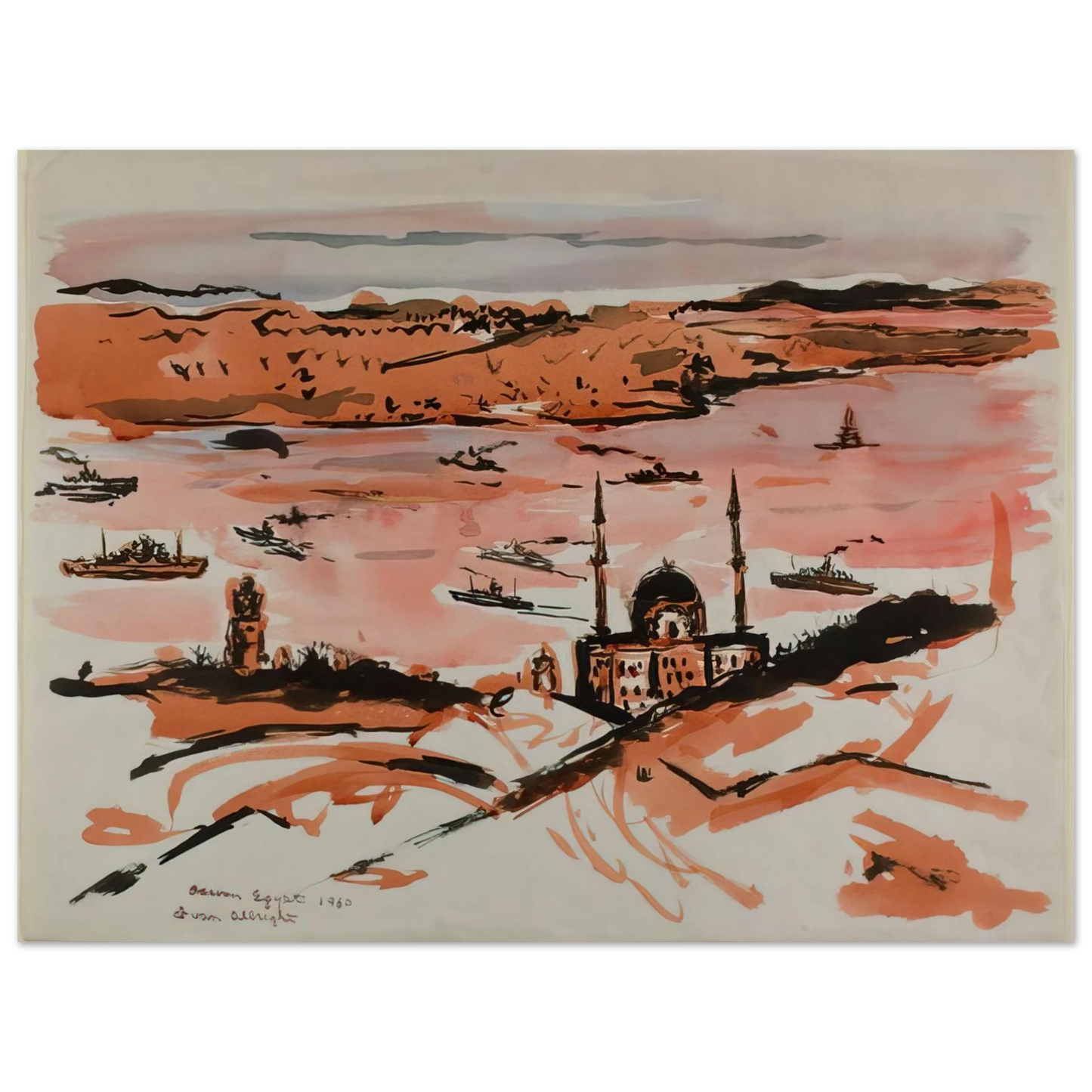 Ivan Albright - NILE RIVER AT ASWAN EGYPT 1960 75x100 cm / 30x40inches Fine Art Poster