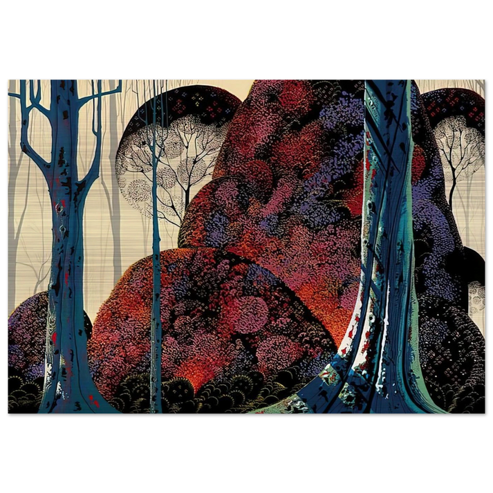 Jewel Forest - Eyvind Earle Brushed Aluminum Print - 70x100 cm / 28x40 inches | Eyvind Earle Aluminum Print | Eyvind Earle Prints