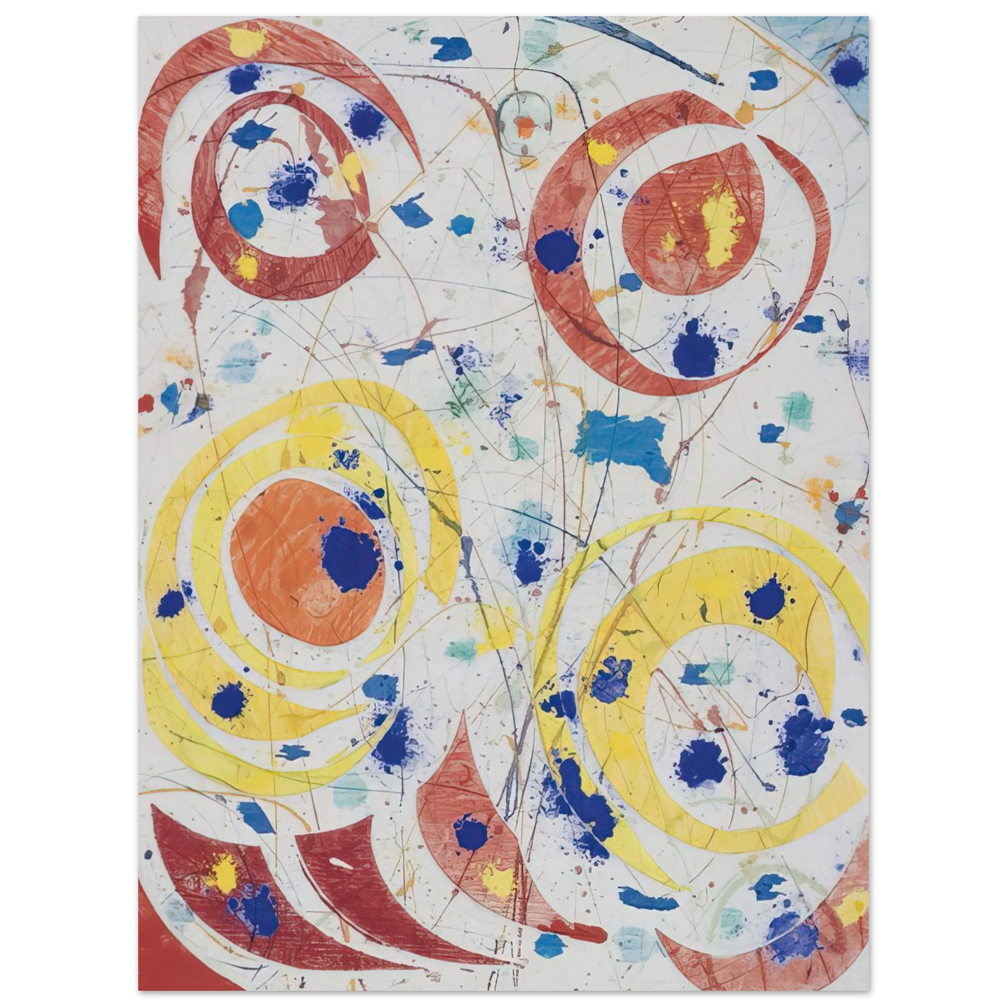 Sam Francis - Untitled monotype with woodcut 75x100 cm / 30x40inches Fine Art Poster