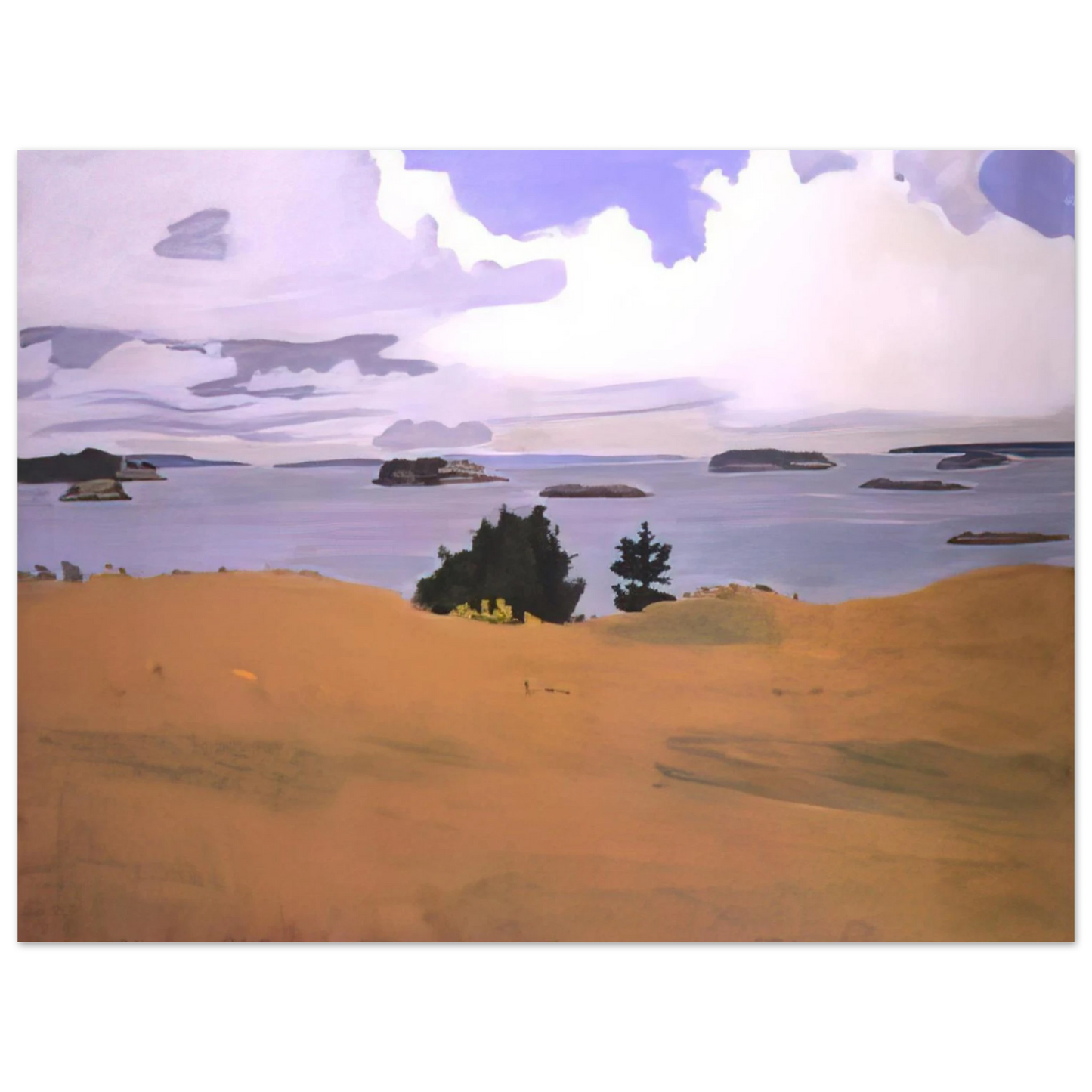 Fairfield Porter - PENOBSCOT BAY WITH YELLOW FIELD 1968 75x100 cm / 30x40inches Fine Art Poster