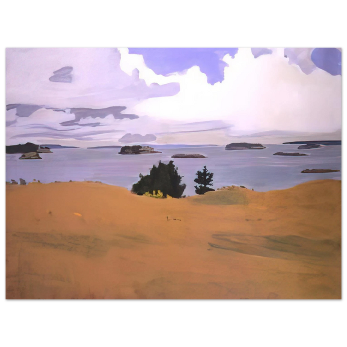 Fairfield Porter - PENOBSCOT BAY WITH YELLOW FIELD 1968 75x100 cm / 30x40inches Fine Art Poster