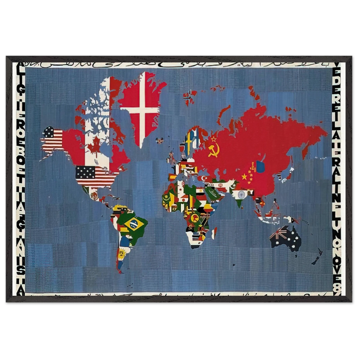 MAPPA 1978 - Alighiero Boetti 70x100 cm / 28x40 inches Framed Art Print – Black Wooden Frame