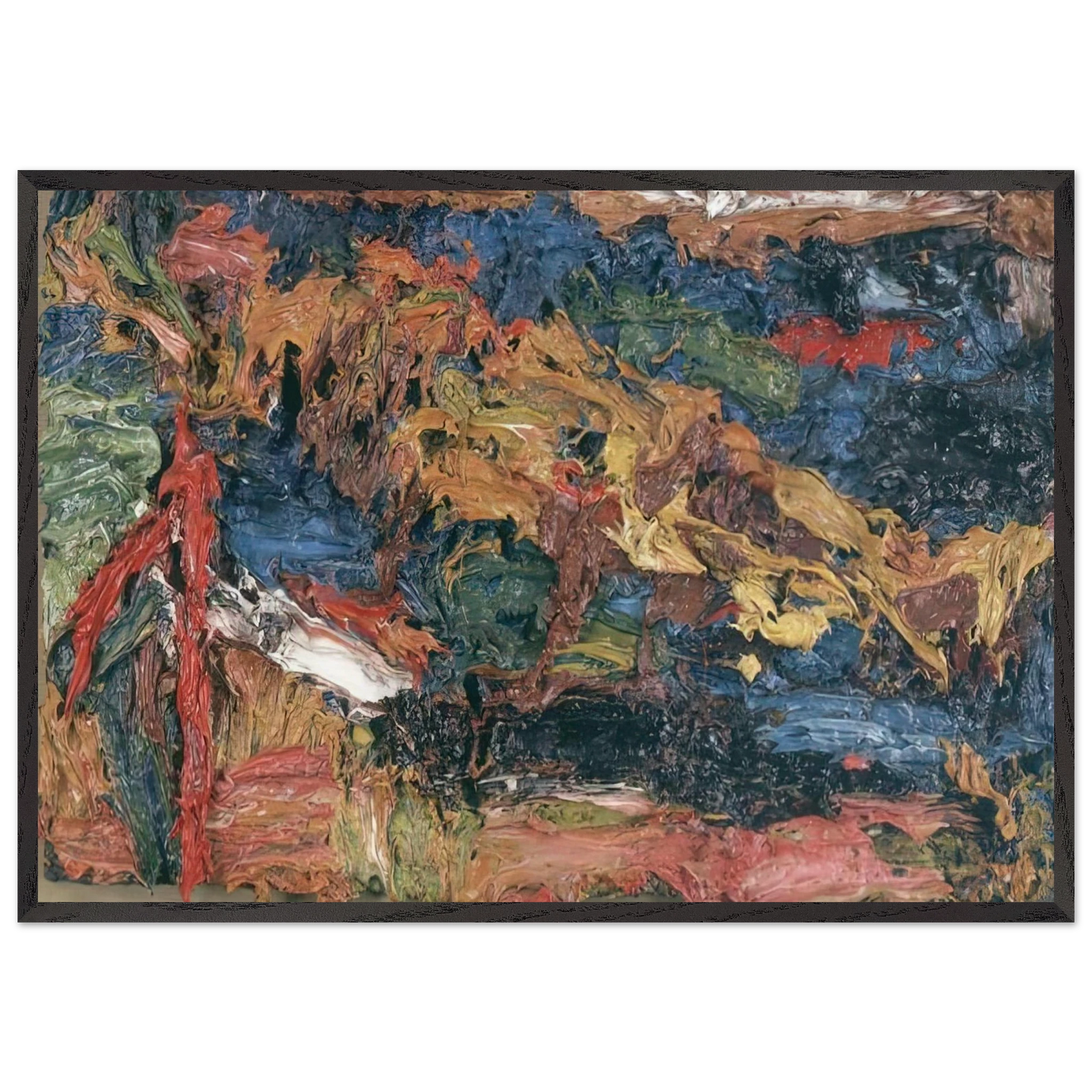 E O W ON HER BLUE EIDERDOWN III - Frank Auerbach 70x100 cm / 28x40 inches Framed Art Print – Black Wooden Frame