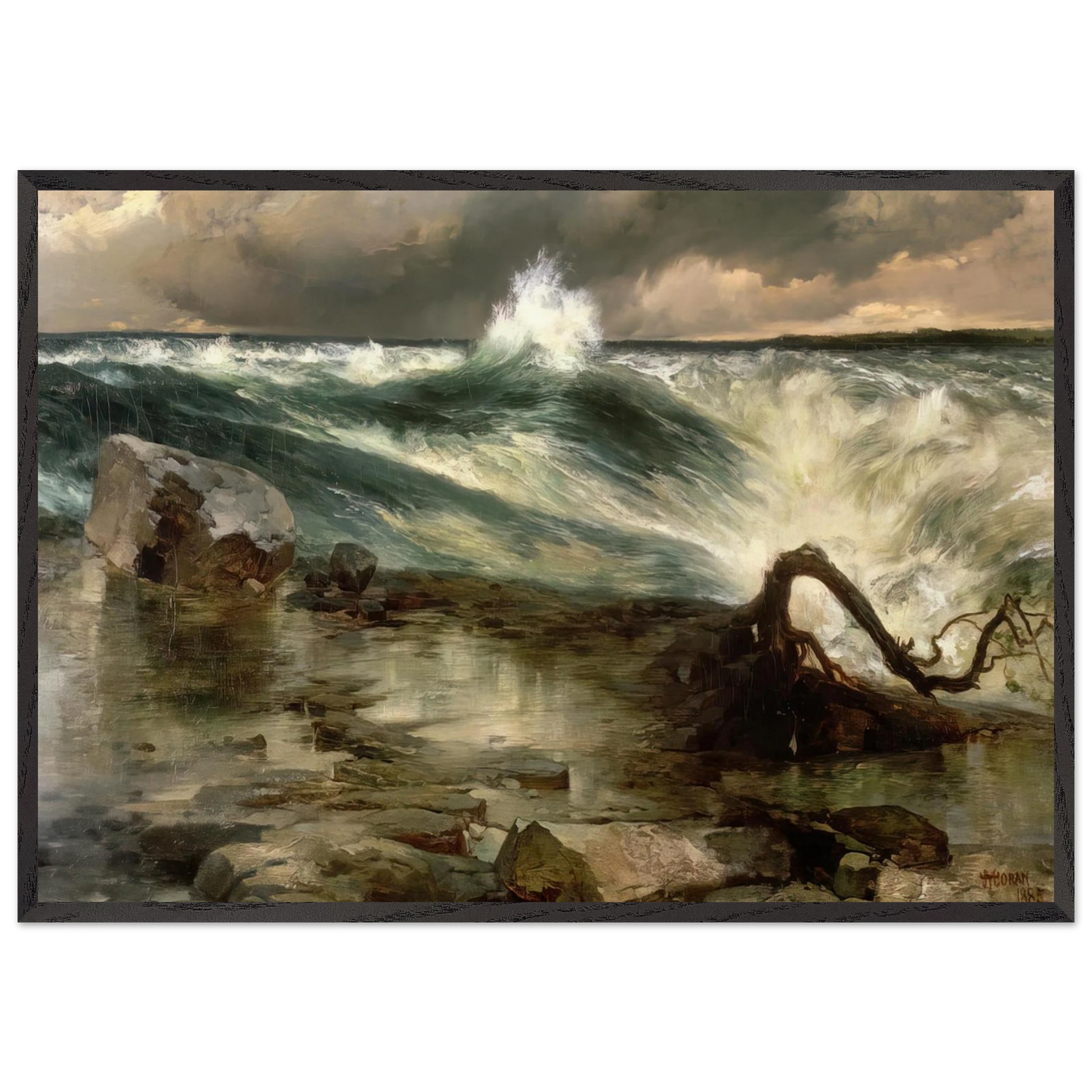 The Rapids Above Niagara - Thomas Moran 70x100 cm / 28x40 inches Framed Art Print – Black Wooden Frame