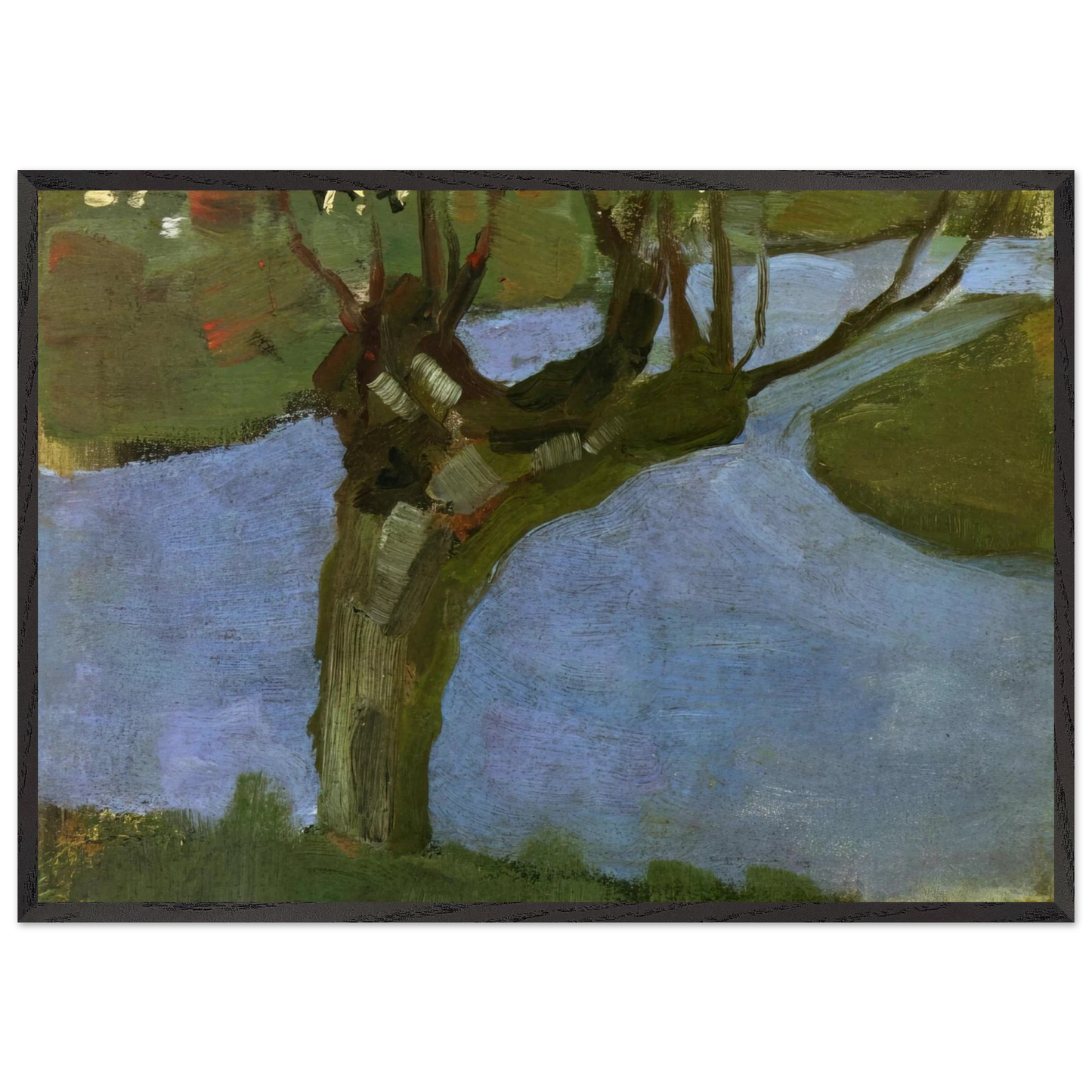 Irrigation Ditch with Mature Willow - Piet Mondrian 70x100 cm / 28x40 inches Framed Art Print – Black Wooden Frame