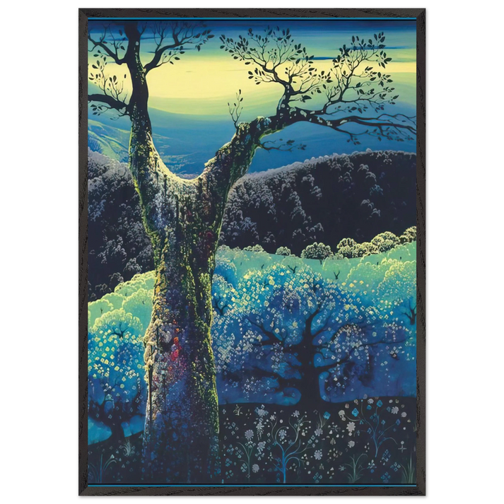 Orchard in Bloom - Eyvind Earle 70x100 cm / 28x40 inches Framed Art Print – Black Wooden Frame
