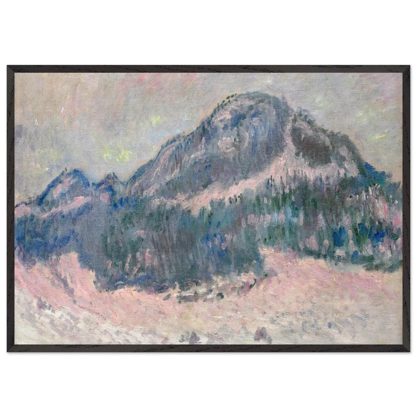 Mount Kolsaas Rose Reflection - claude monet 70x100 cm / 28x40 inches Framed Art Print – Black Wooden Frame