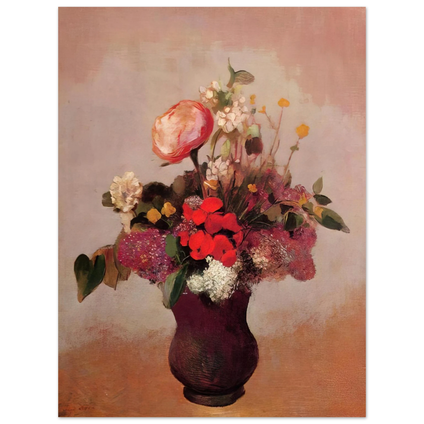 Odilon Redon - FLOWERS IN AA BROWN VASE 75x100 cm / 30x40inches Fine Art Poster