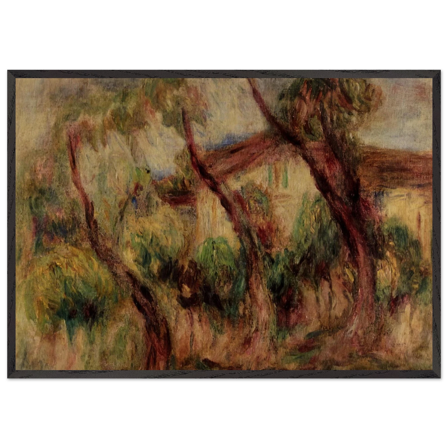 In the Garden of Collettes at Cagnes - Pierre-Auguste Renoir 70x100 cm / 28x40 inches Framed Art Print – Black Wooden Frame