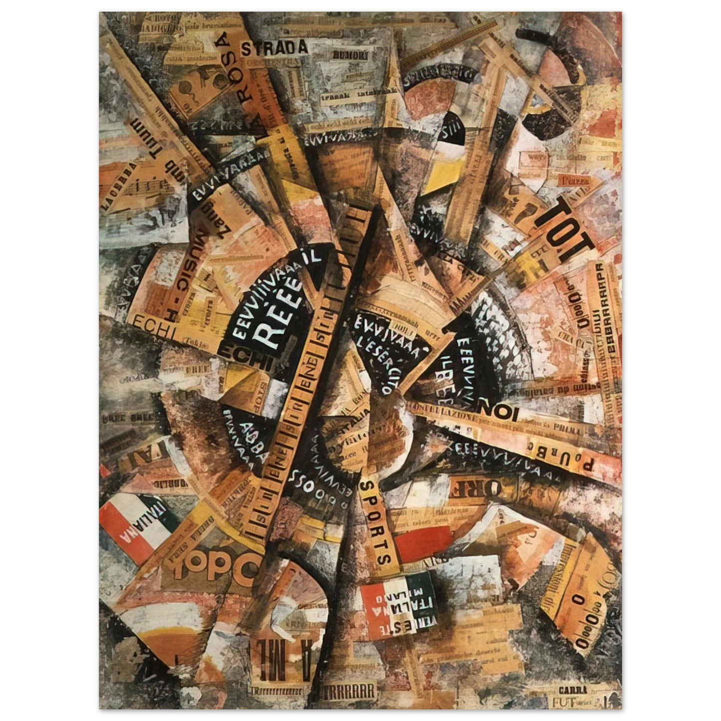Carlo Carra - INTERVENTIONIST DEMONSTRATION PATRIOTIC HOLIDAY FREEWORD PAINTING 1914 1914 75x100 cm / 30x40inches Fine Art Poster