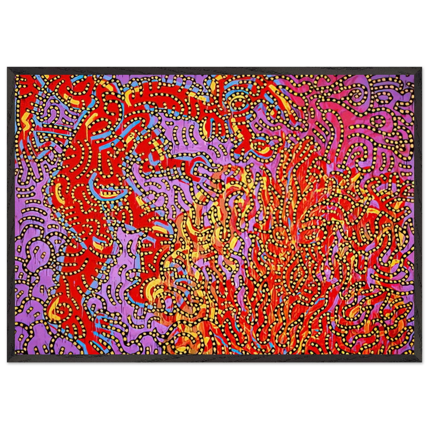 MOSES AND THE BURNING BUSH 1985 N2 - Keith Haring 70x100 cm / 28x40 inches Framed Art Print – Black Wooden Frame