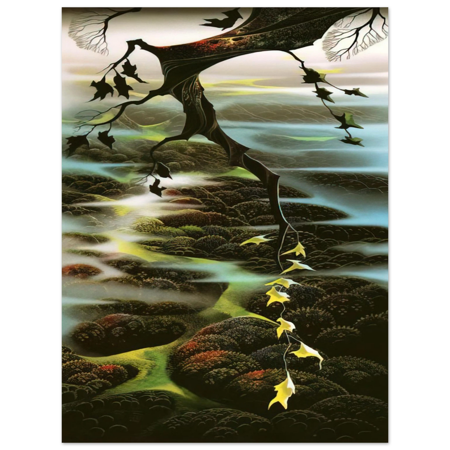 Eyvind Earle - Fog Laced Hills 75x100 cm / 30x40inches Fine Art Poster