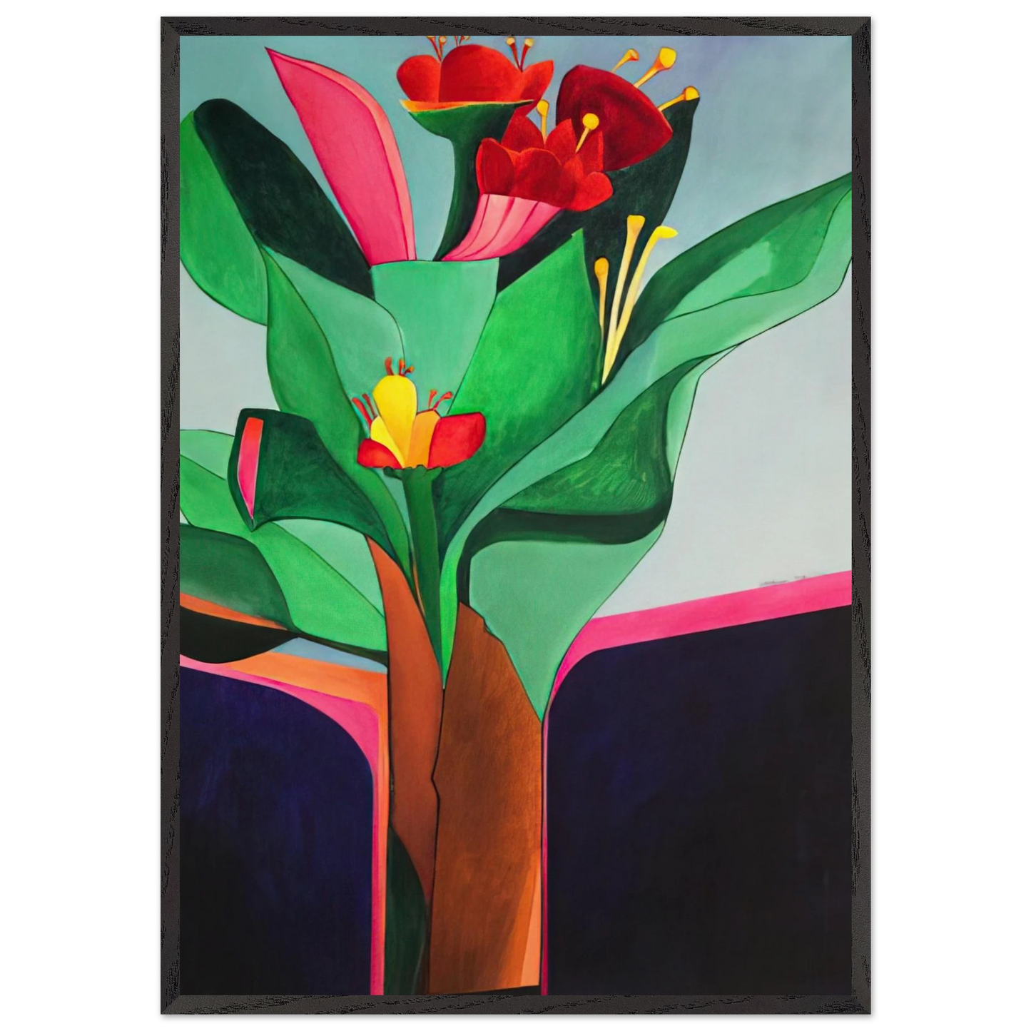 Flores - 1971 - Aldemir Martins 70x100 cm / 28x40 inches Framed Art Print – Black Wooden Frame
