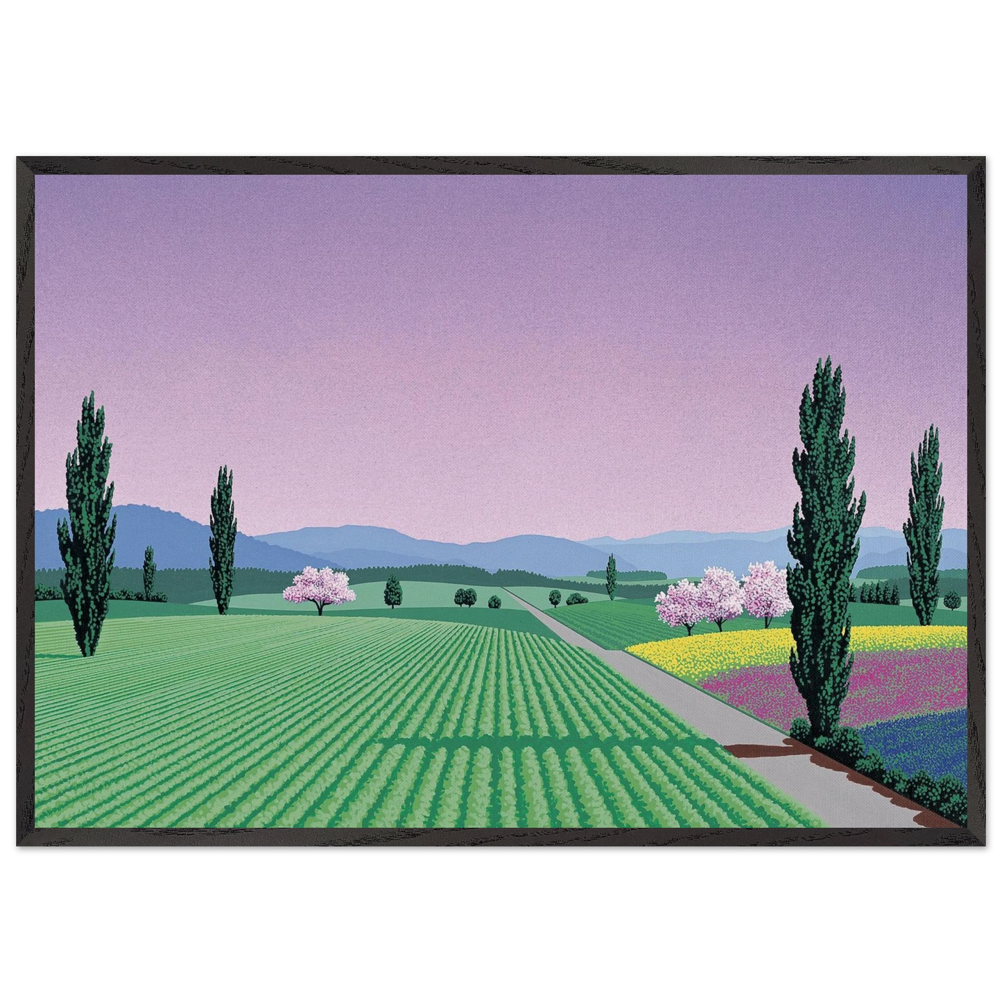 Farmlands - Hiroshi Nagai 70x100 cm / 28x40 inches Framed Art Print – Black Wooden Frame