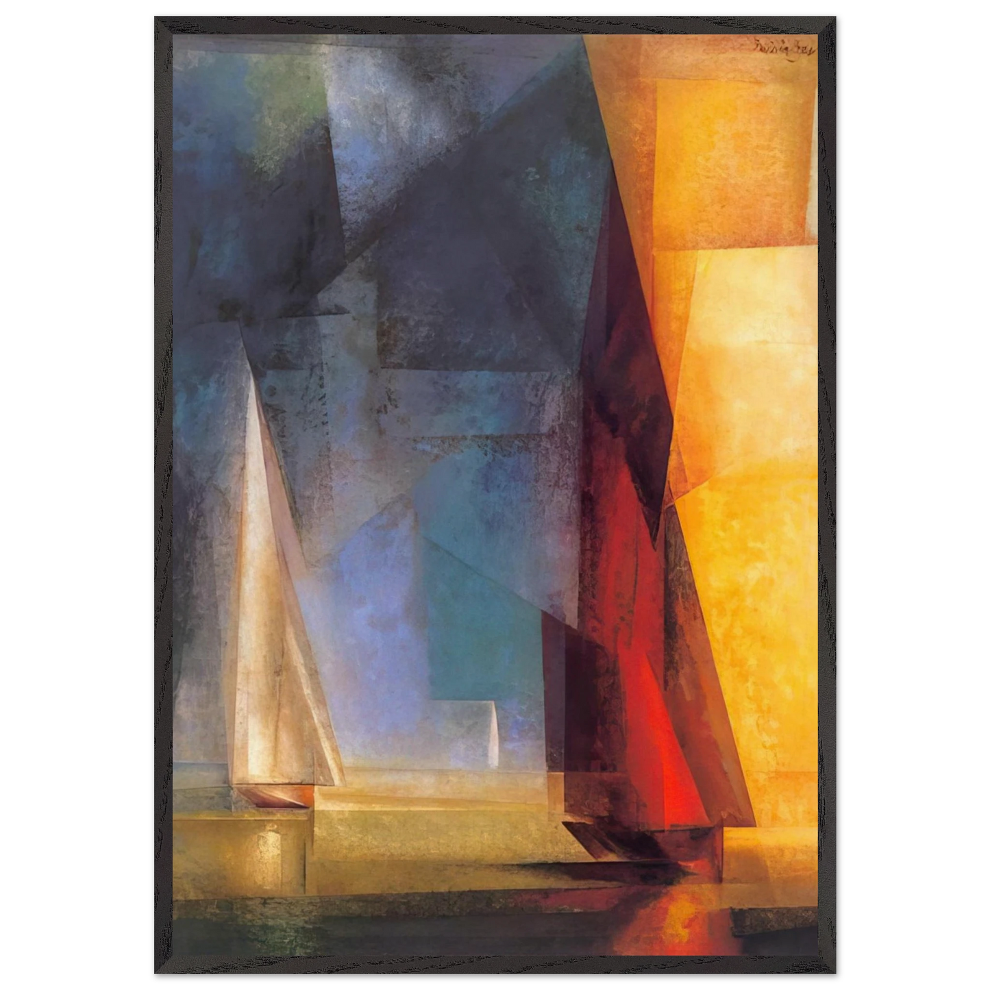STILLER TAG AM MEER III 1929 - Lyonel Feininger 70x100 cm / 28x40 inches Framed Art Print – Black Wooden Frame
