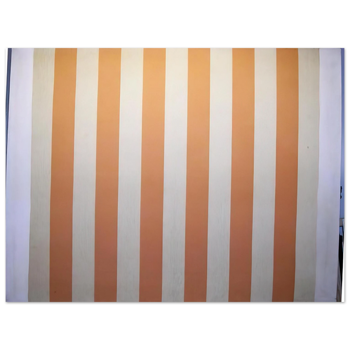 Daniel Buren - Peinture acrylique blanche sur tissu rayé blanc et orange - 1967 75x100 cm / 30x40inches Fine Art Poster