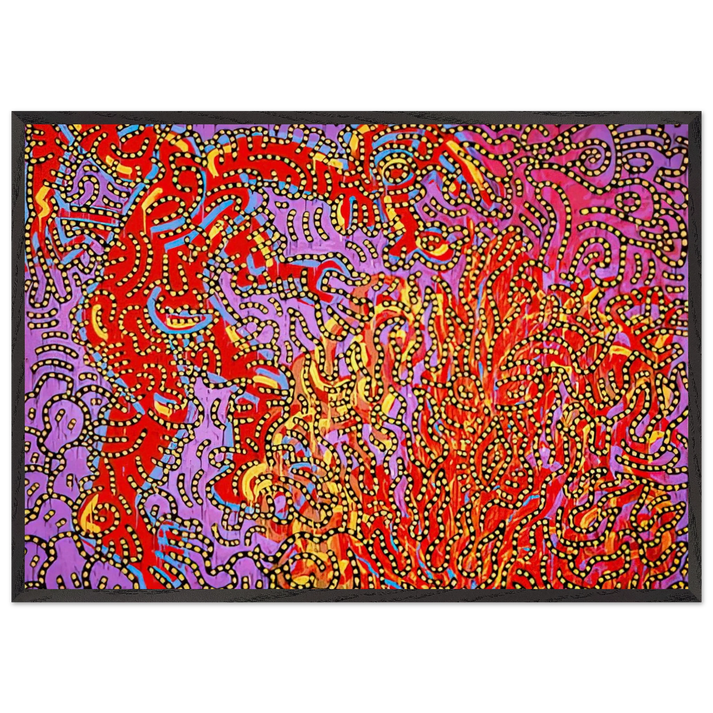 MOSES AND THE BURNING BUSH 1985 N1 - Keith Haring 70x100 cm / 28x40 inches Framed Art Print – Black Wooden Frame | Keith Haring Art For Sale