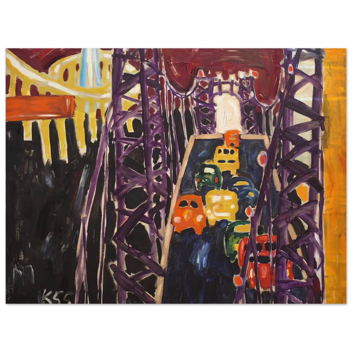 Allan Kaprow - George Washington Bridge, with Cars 75x100 cm / 30x40inches Fine Art Poster