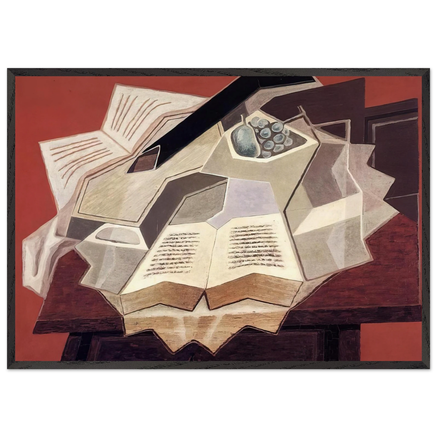 THE OPEN BOOK 1925 1 - Juan Gris 70x100 cm / 28x40 inches Framed Art Print – Black Wooden Frame