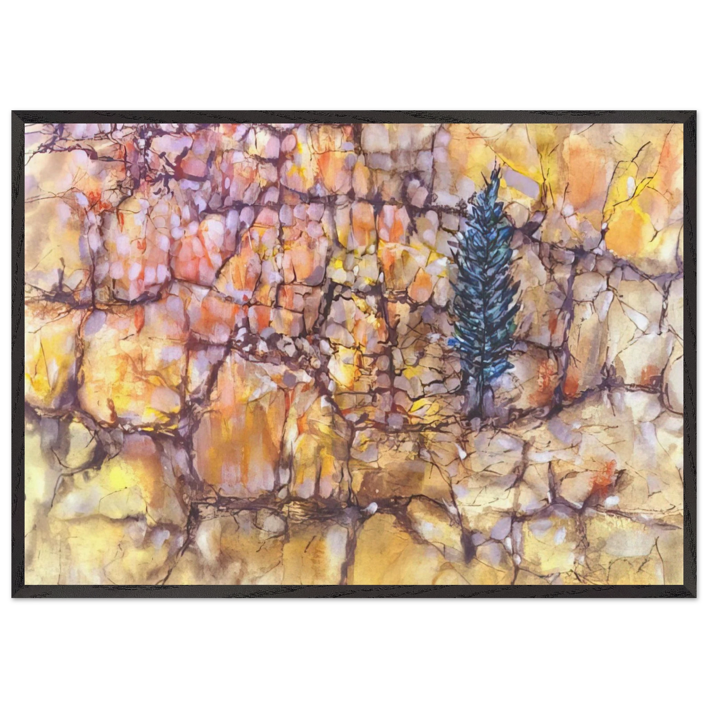 Landscape with Pinetree - 1958 - Jimmy Ernst 70x100 cm / 28x40 inches Framed Art Print – Black Wooden Frame