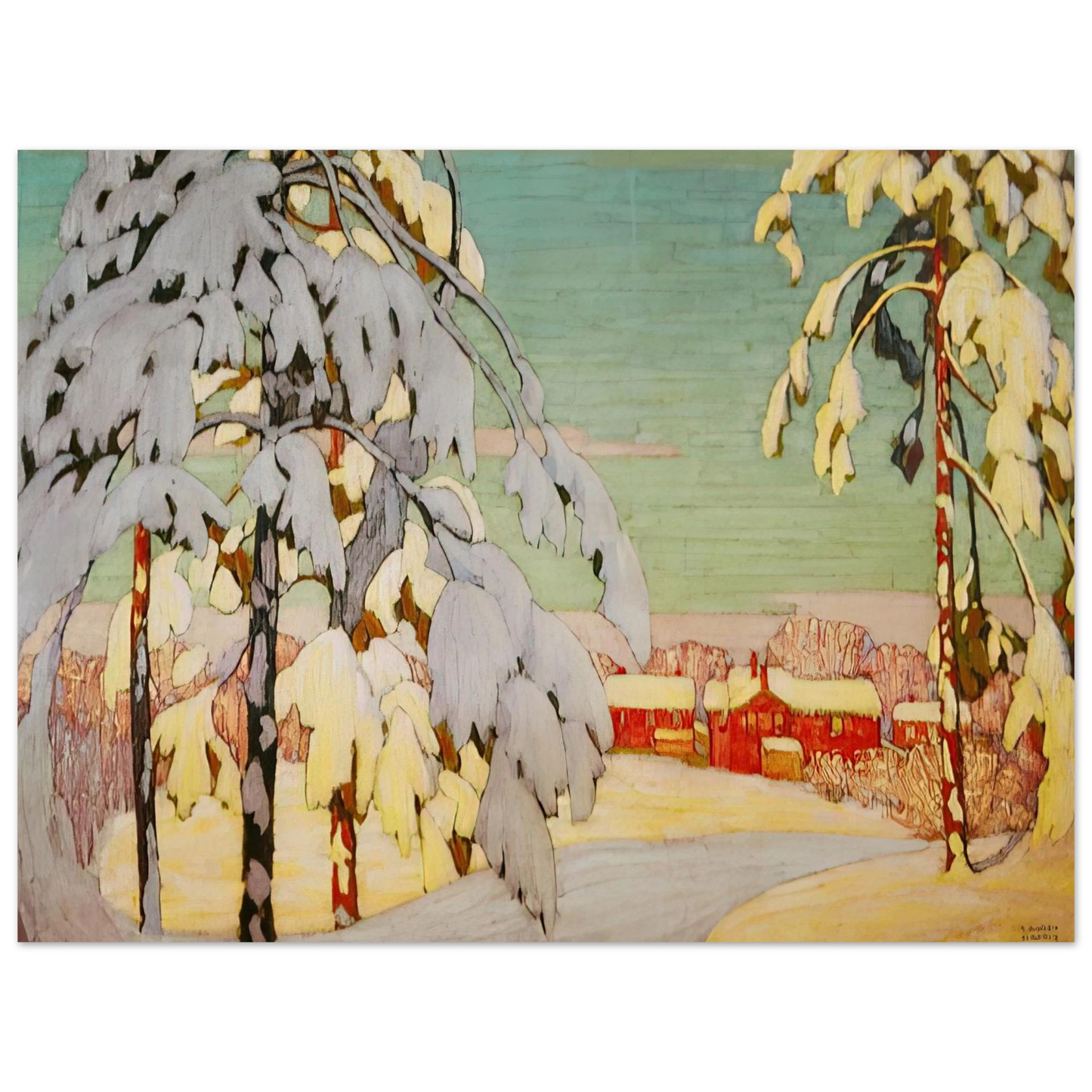Lawren Harris - Winter Landscape with Pink House - 1918 75x100 cm / 30x40inches Fine Art Poster