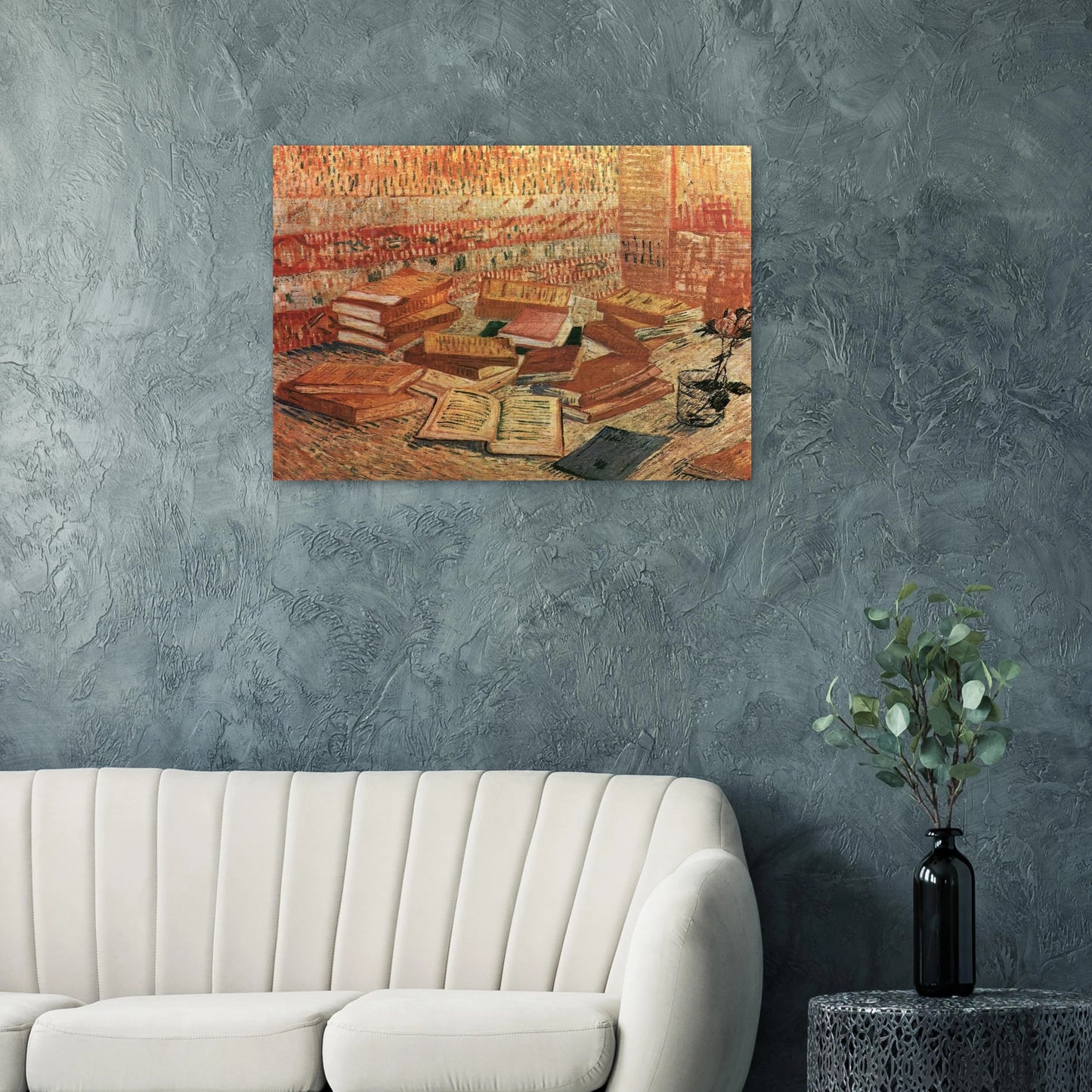 Still Life - French Novels and Rose - Vincent van Gogh Brushed Aluminum Print - 70x100 cm / 28x40 inches | Vincent van Gogh Aluminum Print | Vincent van Gogh Prints