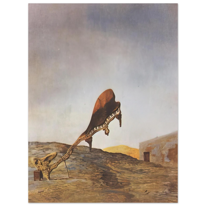 Salvador Dali - SKULL WITH ITS LYRIC APPENDAGE LEANING ON A BEDSIDE TABLE WHICH SHOULD HAVE THE EXACT 1934 75x100 cm / 30x40inches Fine Art Poster