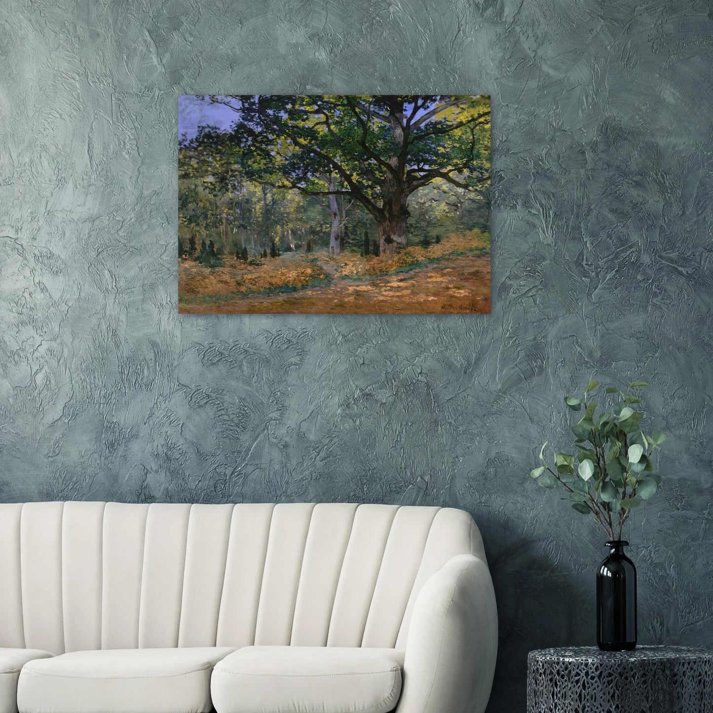 The Bodmer Oak, Fontainebleau - claude monet Brushed Aluminum Print - 70x100 cm / 28x40 inches | claude monet Aluminum Print | claude monet Prints