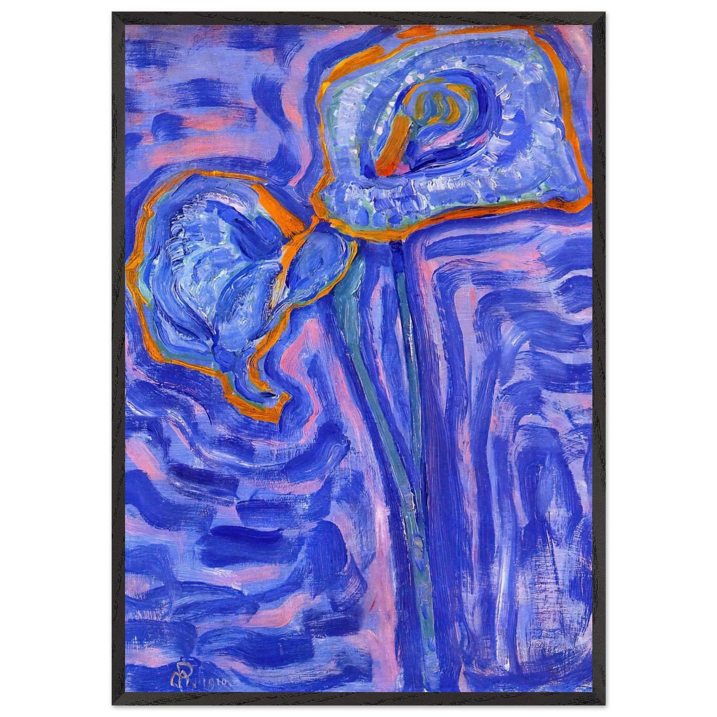 Sun N2 - Piet Mondrian 70x100 cm / 28x40 inches Framed Art Print – Black Wooden Frame