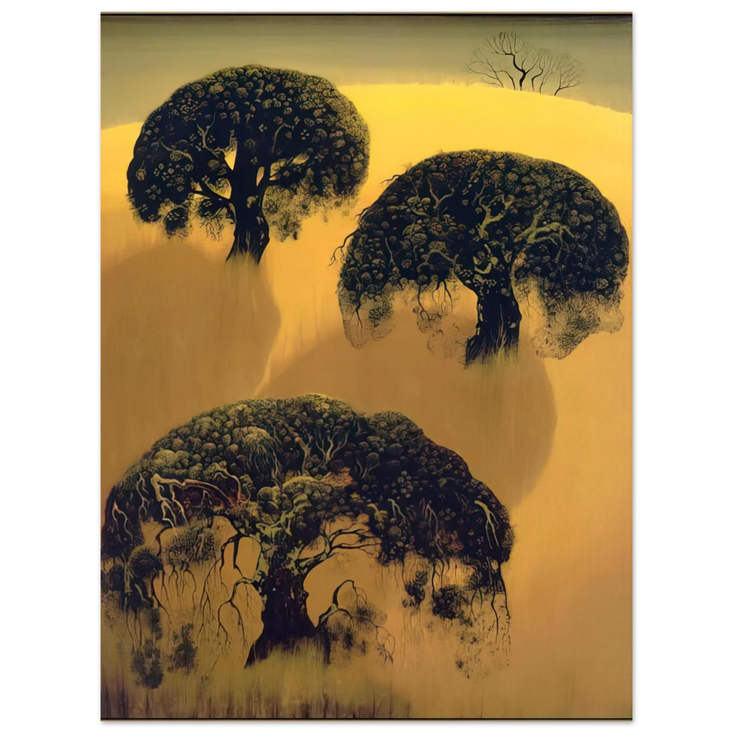 Eyvind Earle - Three Oaks 75x100 cm / 30x40inches Fine Art Poster