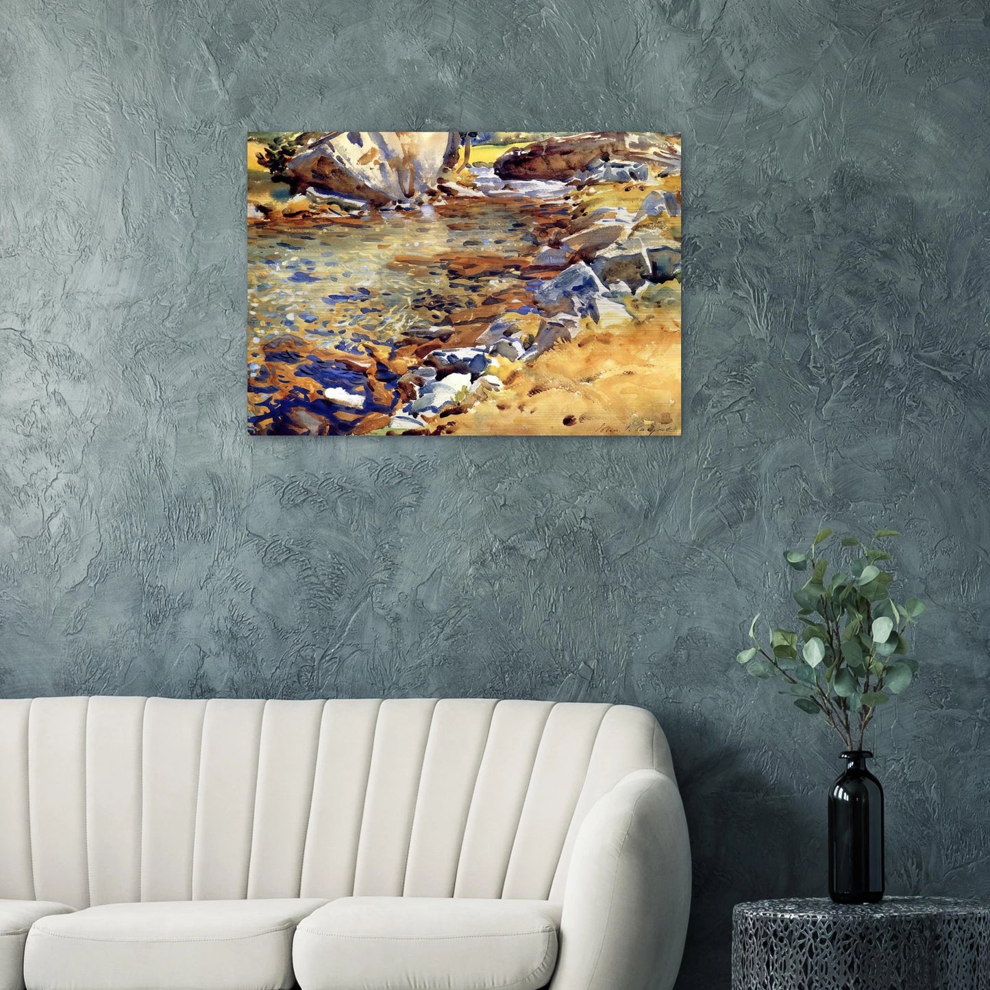 Brook among Rocks - John Singer Sargent Brushed Aluminum Print - 70x100 cm / 28x40 inches | John Singer Sargent Aluminum Print | John Singer Sargent Prints
