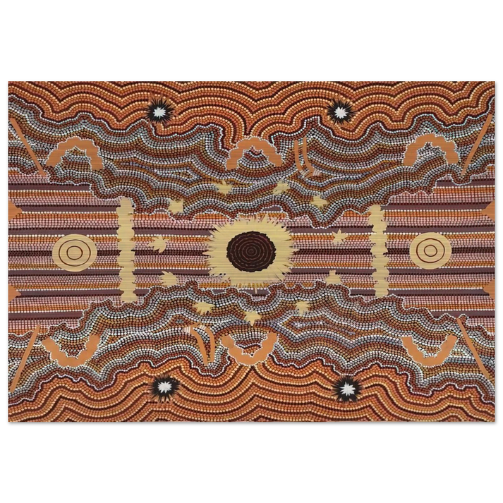 Untitled - 1990 - Clifford Possum Tjapaltjarri Brushed Aluminum Print - 70x100 cm / 28x40 inches | Clifford Possum Tjapaltjarri Aluminum Print | Clifford Possum Tjapaltjarri Prints