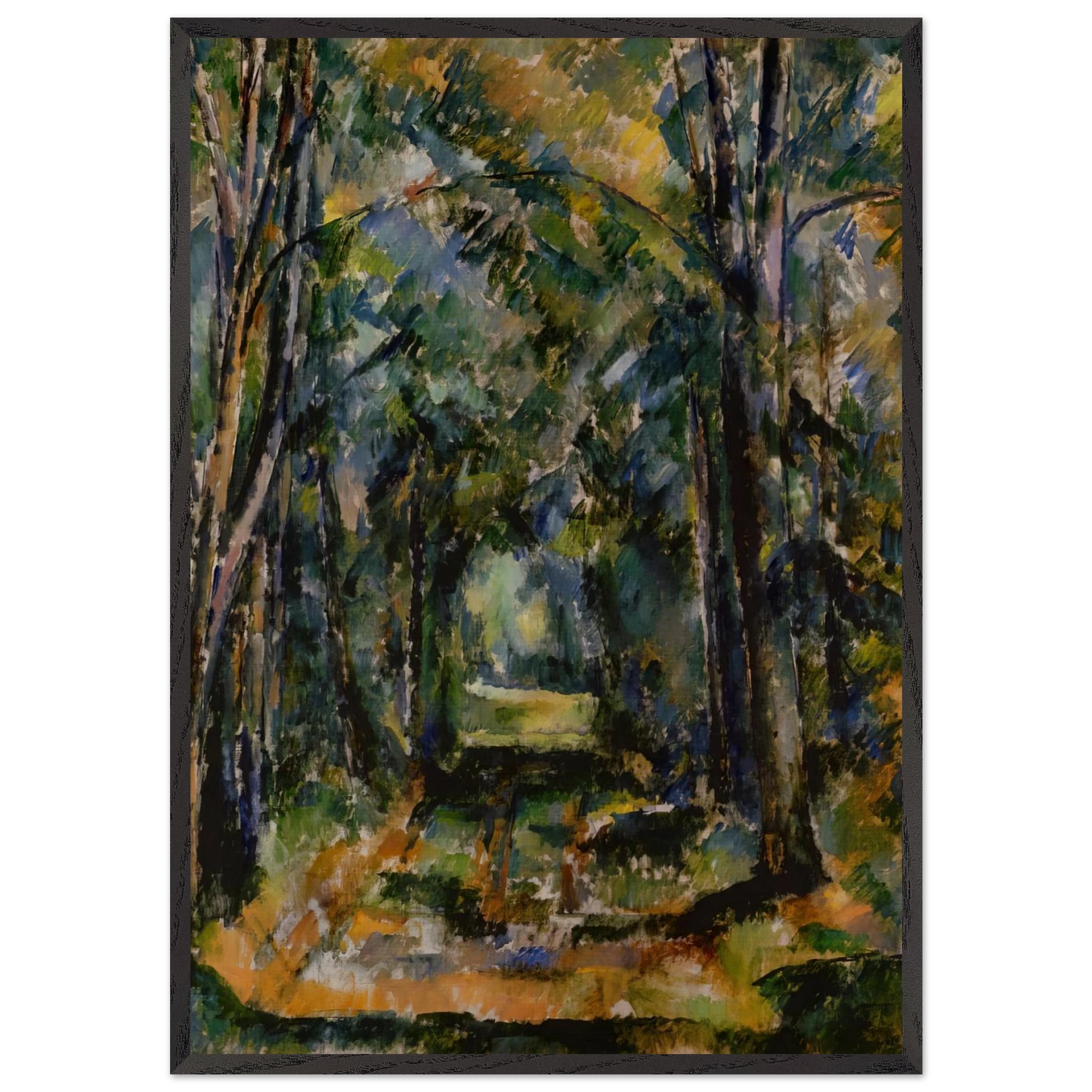 The Alley at Chantilly - Paul Cezanne 70x100 cm / 28x40 inches Framed Art Print – Black Wooden Frame