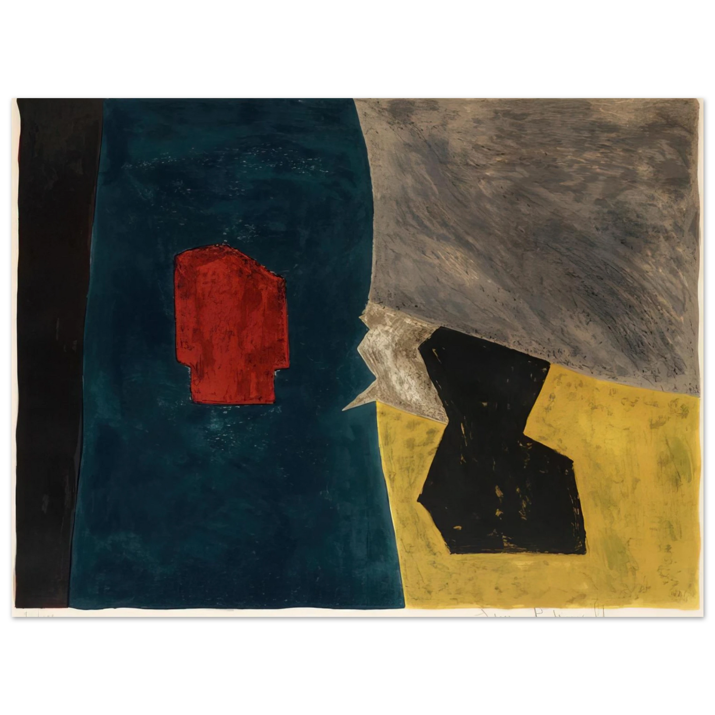 Serge Poliakoff - Composition bleue, jaune et grise - 1958 75x100 cm / 30x40inches Fine Art Poster
