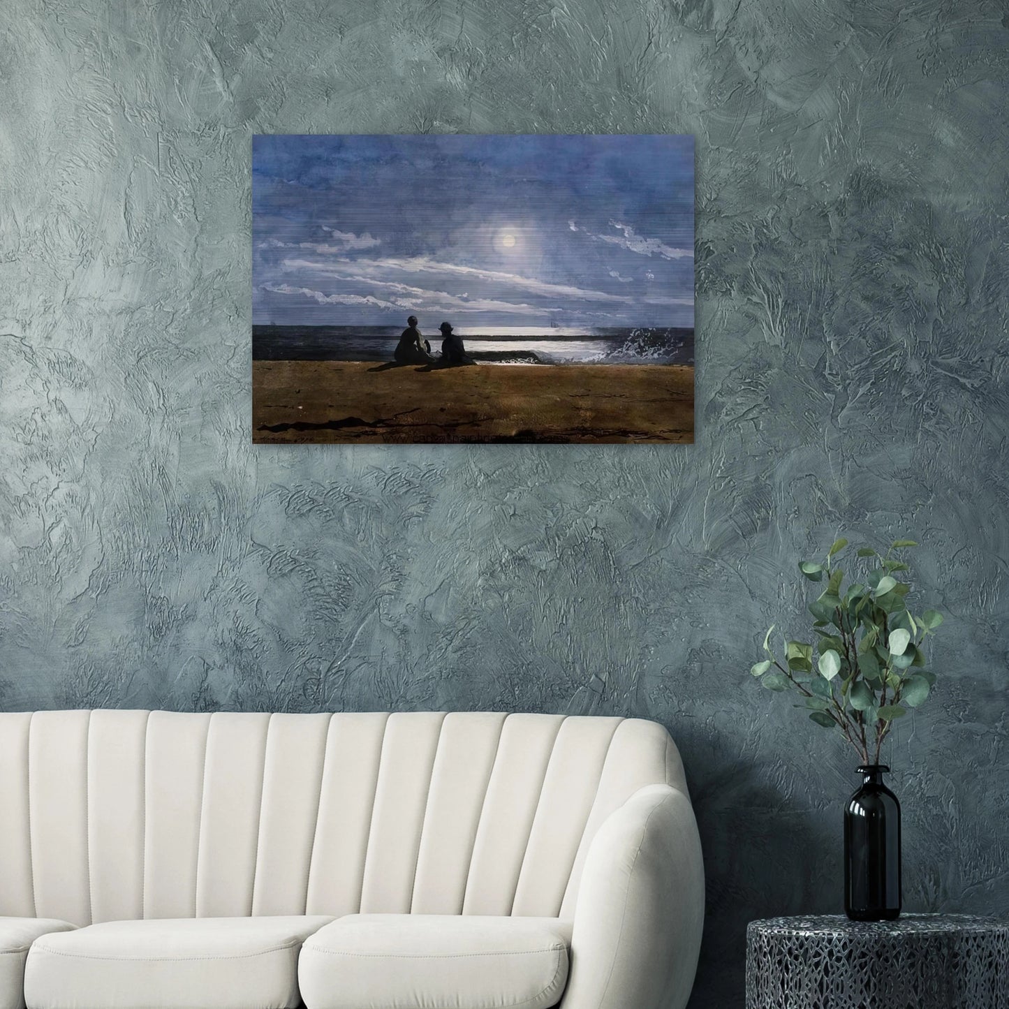 MOONLIGHT - Winslow Homer Brushed Aluminum Print - 70x100 cm / 28x40 inches | Winslow Homer Aluminum Print | Winslow Homer Prints