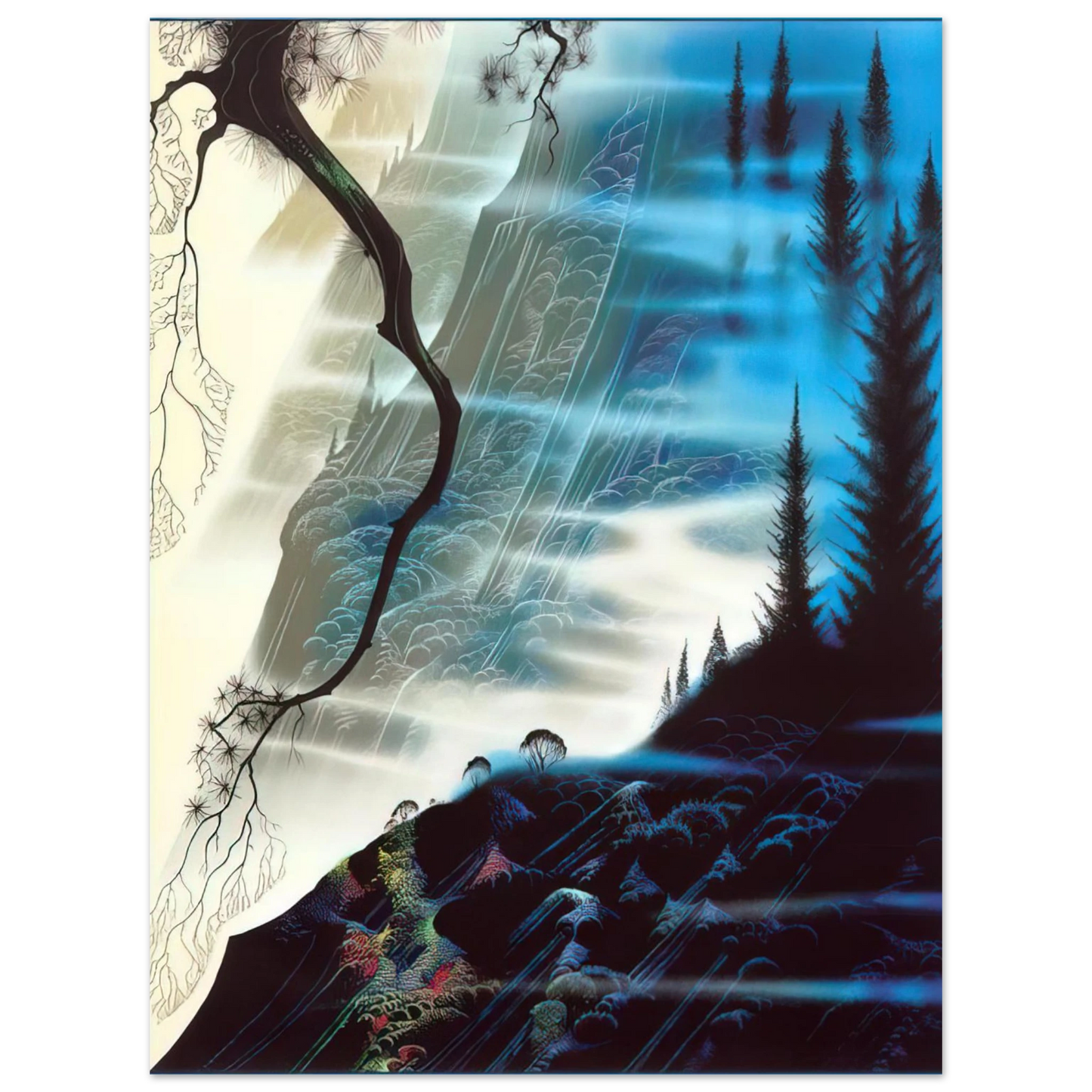 Eyvind Earle - Sea Cliffs and Redwoods 75x100 cm / 30x40inches Fine Art Poster