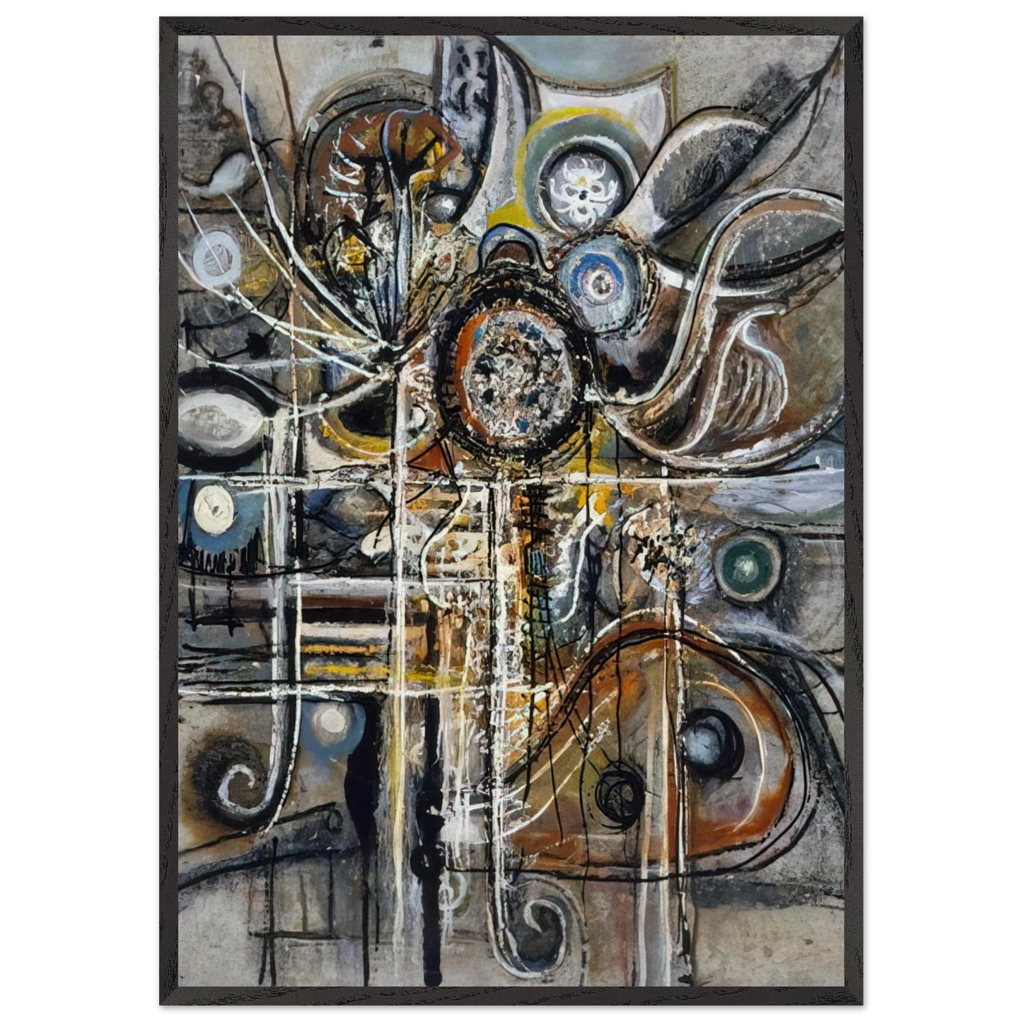 The Center - 1943 - Richard Pousette-Dart 70x100 cm / 28x40 inches Framed Art Print – Black Wooden Frame
