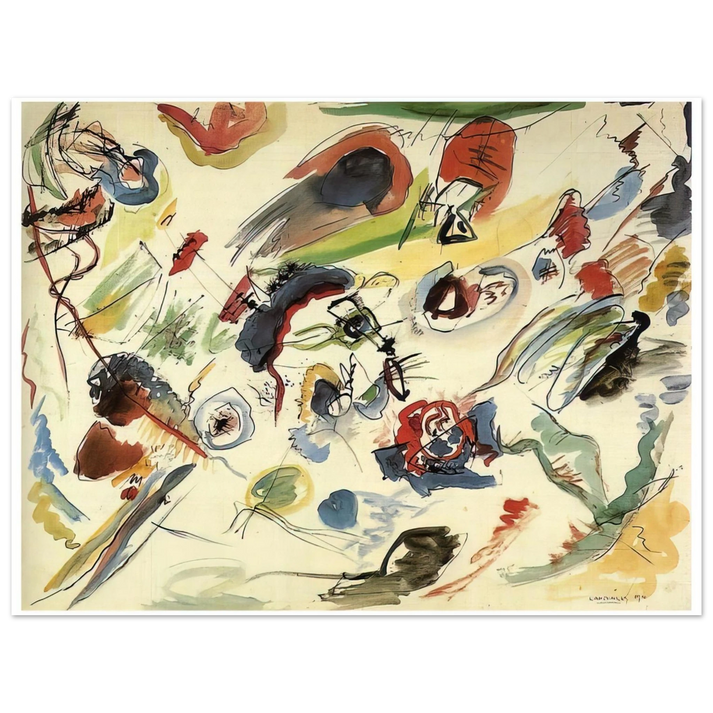 Wassily Kandinsky - UNTITLED FIRST ABSTRACT WATERCOLOR 1910 75x100 cm / 30x40inches Fine Art Poster