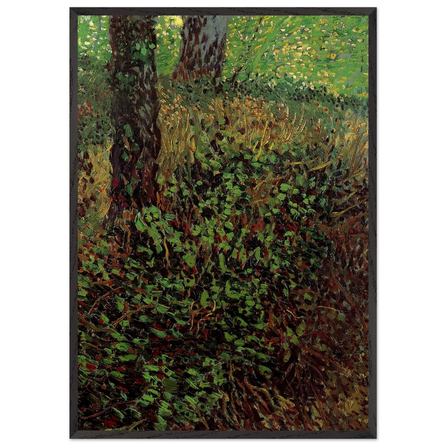 Undergrowth - Vincent van Gogh 70x100 cm / 28x40 inches Framed Art Print – Black Wooden Frame