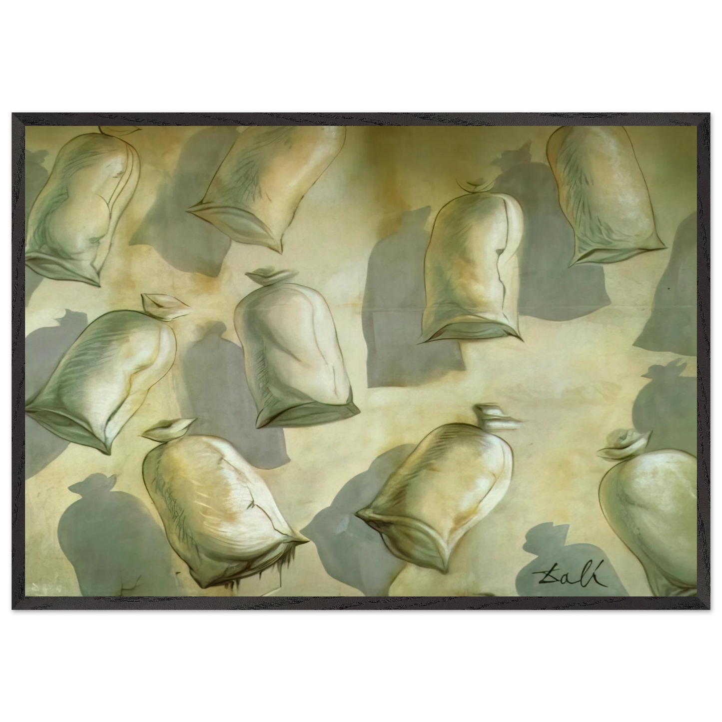 SET DESIGN FOR THE BALLET LOS SACOS DEL MOLINERO 2 - Salvador Dali 70x100 cm / 28x40 inches Framed Art Print – Black Wooden Frame