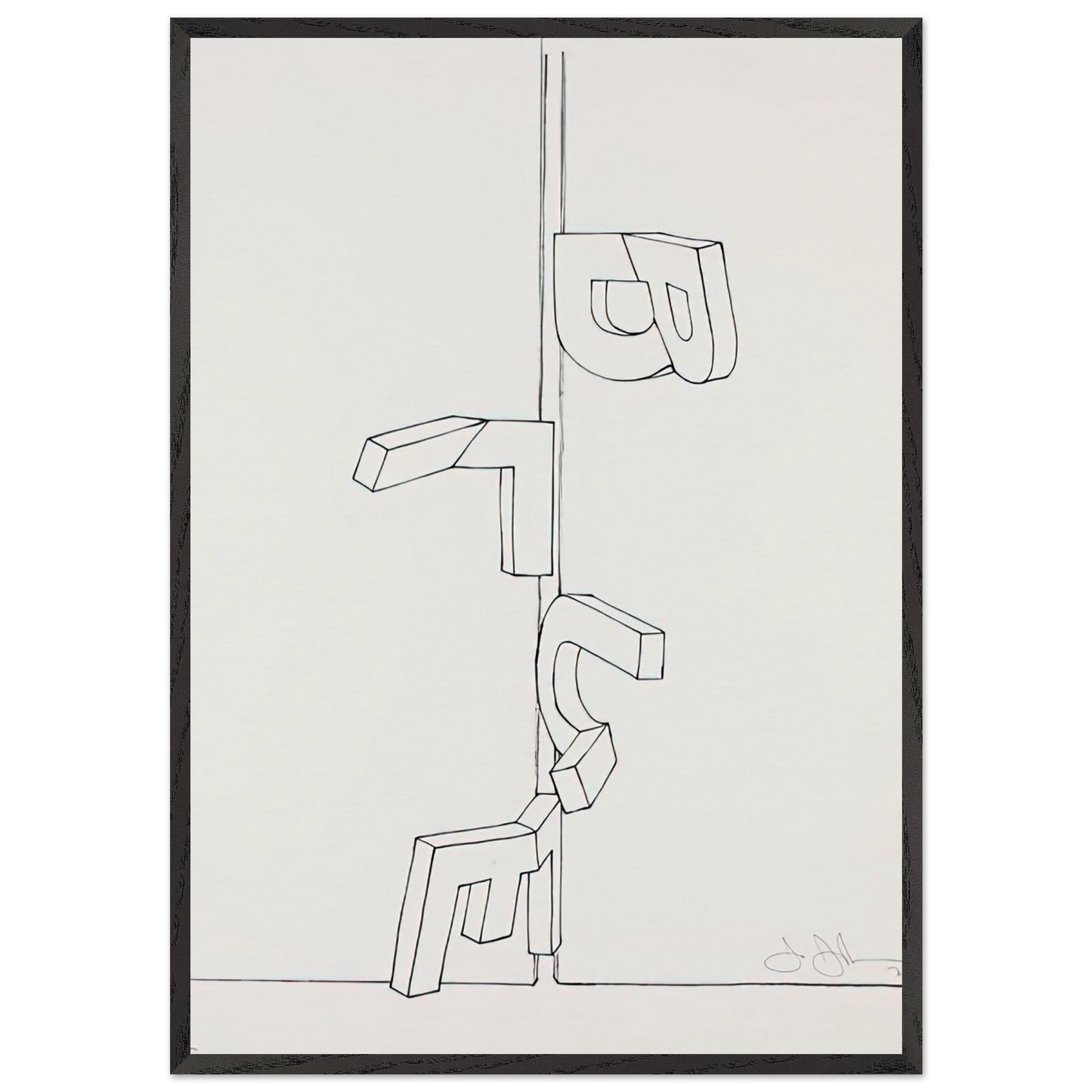 BENT BLUE 1971 - Jasper Johns 70x100 cm / 28x40 inches Framed Art Print – Black Wooden Frame