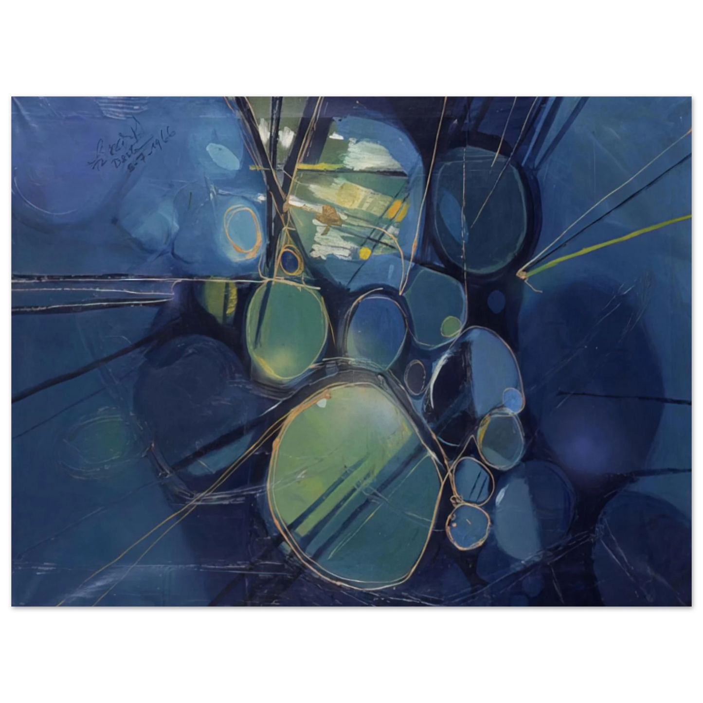 Gebre Kristos Desta - Green Abstract - 1966 75x100 cm / 30x40inches Fine Art Poster