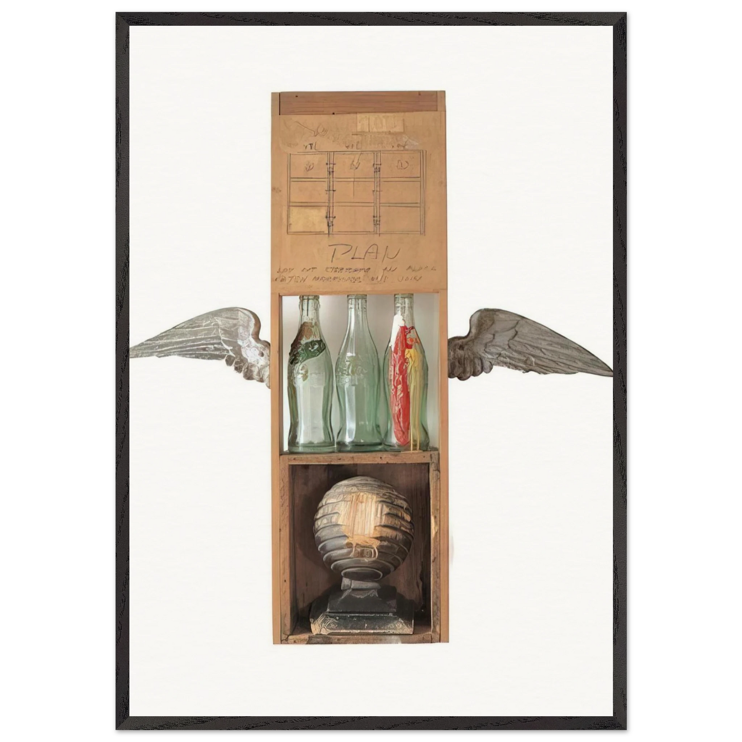 COCA COLA PLAN 1958 - Robert Rauschenberg 70x100 cm / 28x40 inches Framed Art Print – Black Wooden Frame