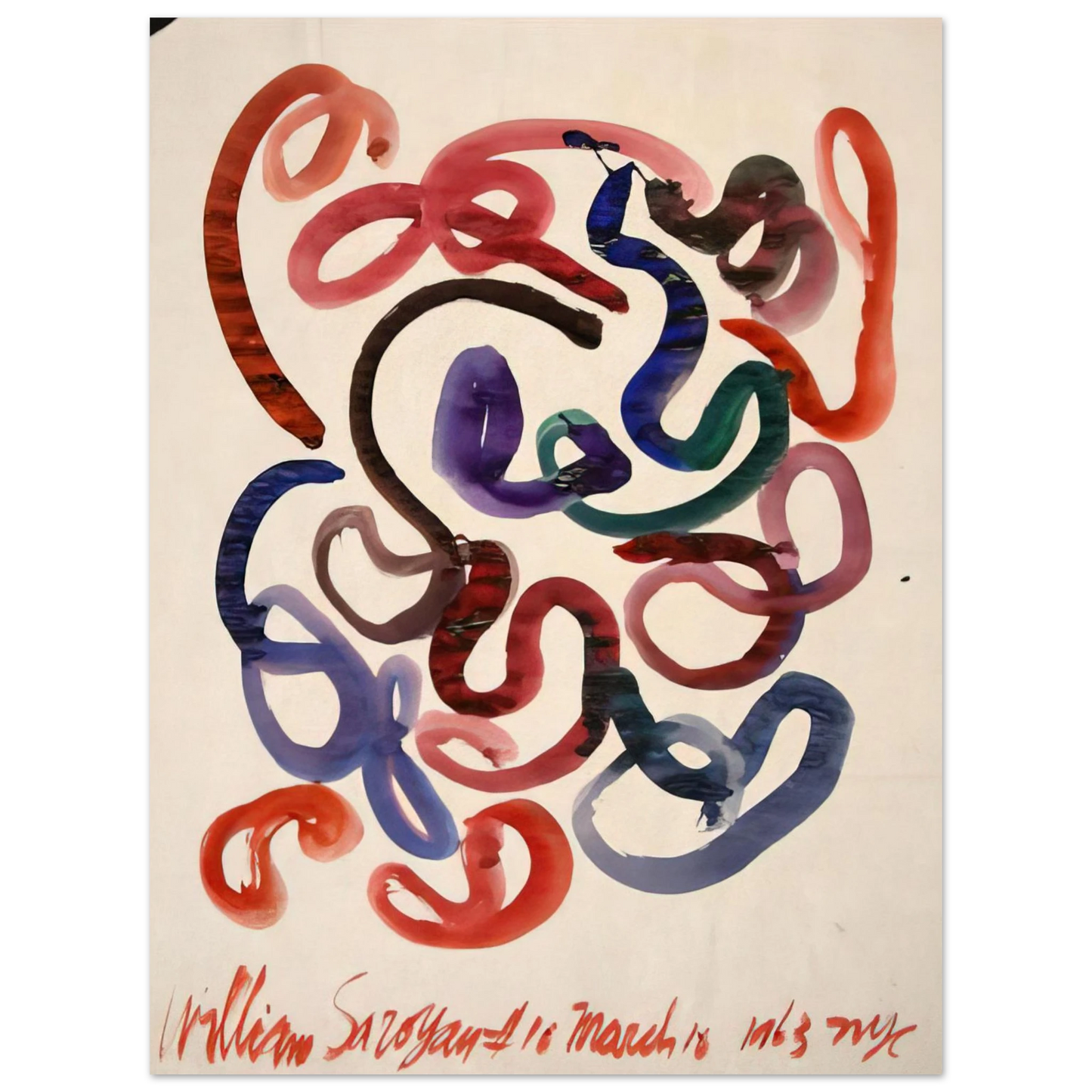 William Saroyan - #10 March 10, 1963 NYC - 1963 75x100 cm / 30x40inches Fine Art Poster