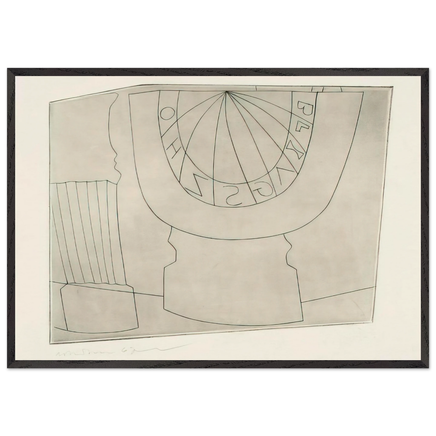 Turkish sundial column - 1967 - Ben Nicholson 70x100 cm / 28x40 inches Framed Art Print – Black Wooden Frame