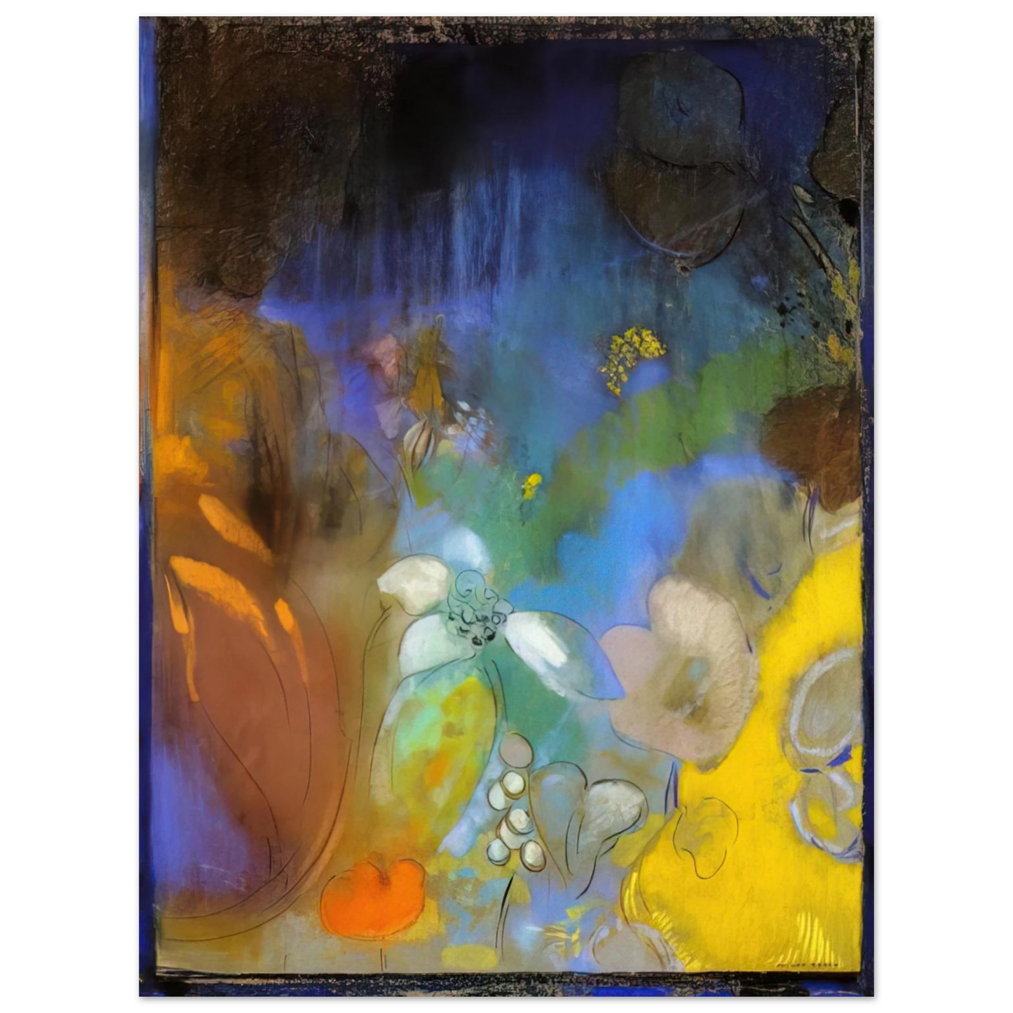 Odilon Redon - WOMAN IN PROFILE WITH FLOWERS 75x100 cm / 30x40inches Fine Art Poster