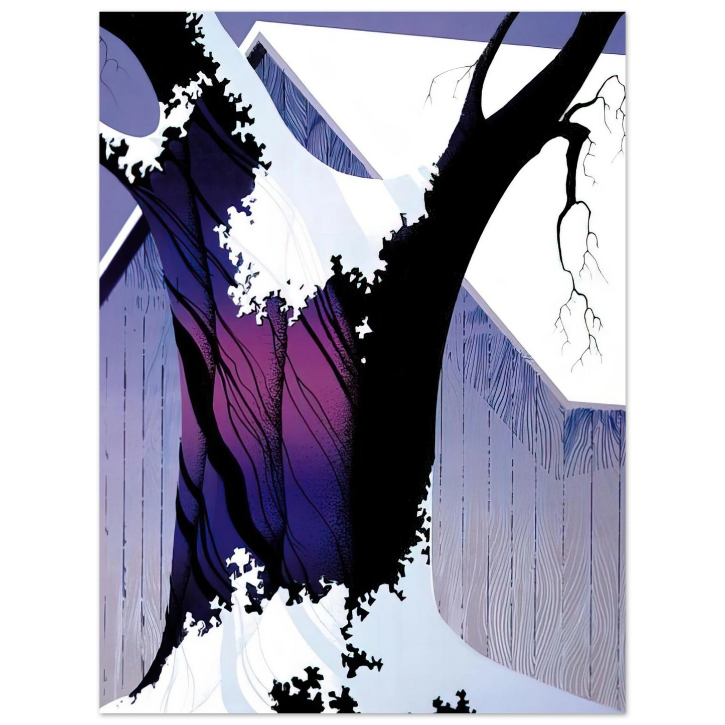 Eyvind Earle - Violet Tree and Barn 75x100 cm / 30x40inches Fine Art Poster