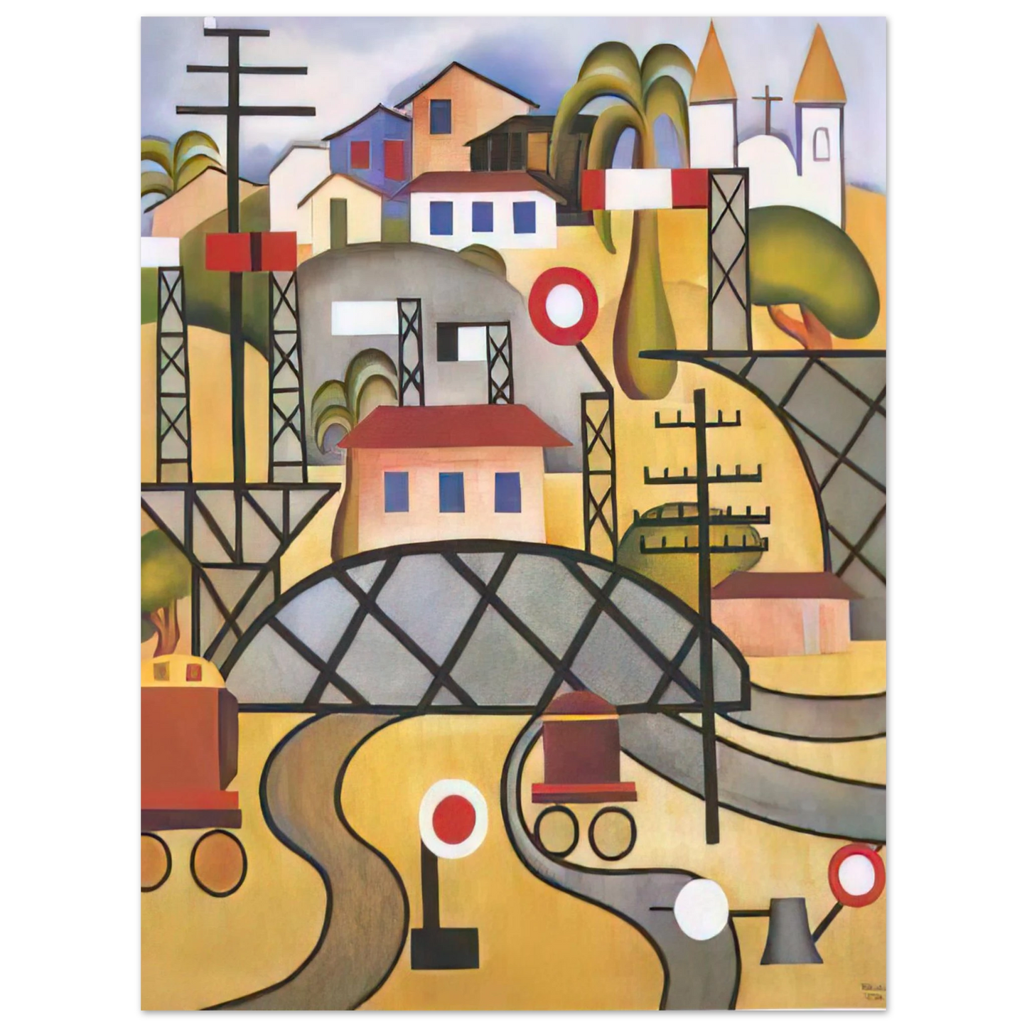 Tarsila do Amaral - E.F.C.B. Estrada de Ferro Central do Brasil 75x100 cm / 30x40inches Fine Art Poster