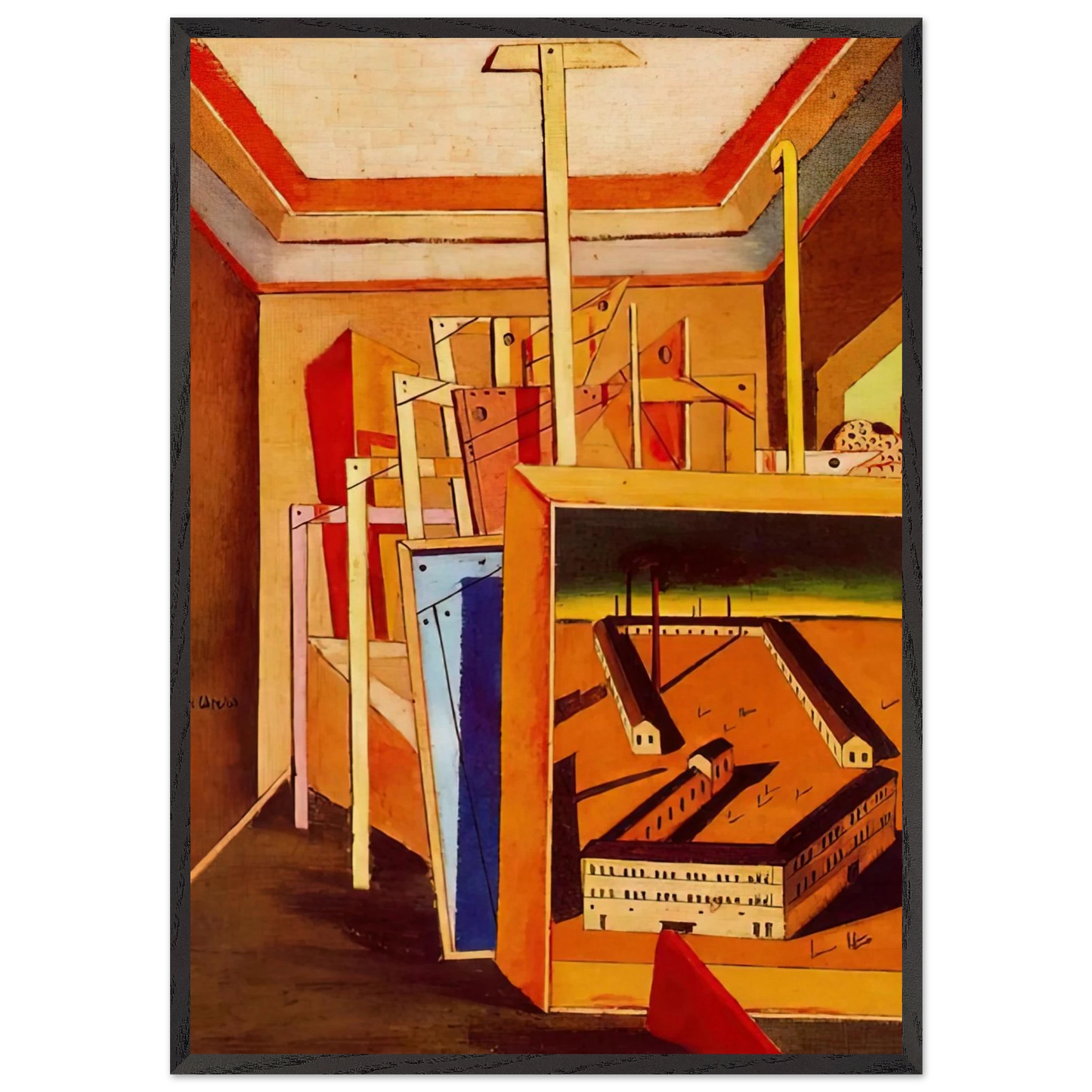 METAPHYSICAL INTERIOR OF STUDIO 1948 - Giorgio de Chirico 70x100 cm / 28x40 inches Framed Art Print – Black Wooden Frame