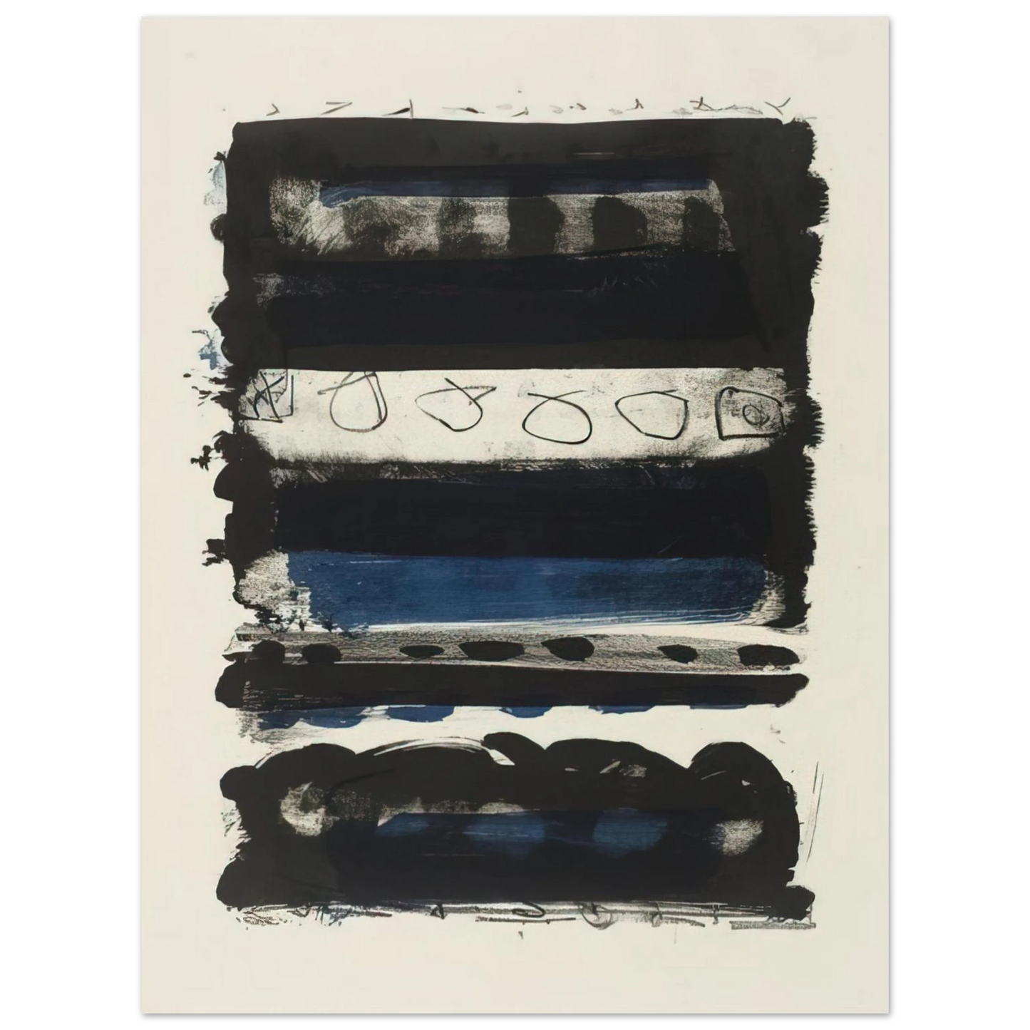 Patrick Heron - Black and Blue Stripes - 1958 75x100 cm / 30x40inches Fine Art Poster